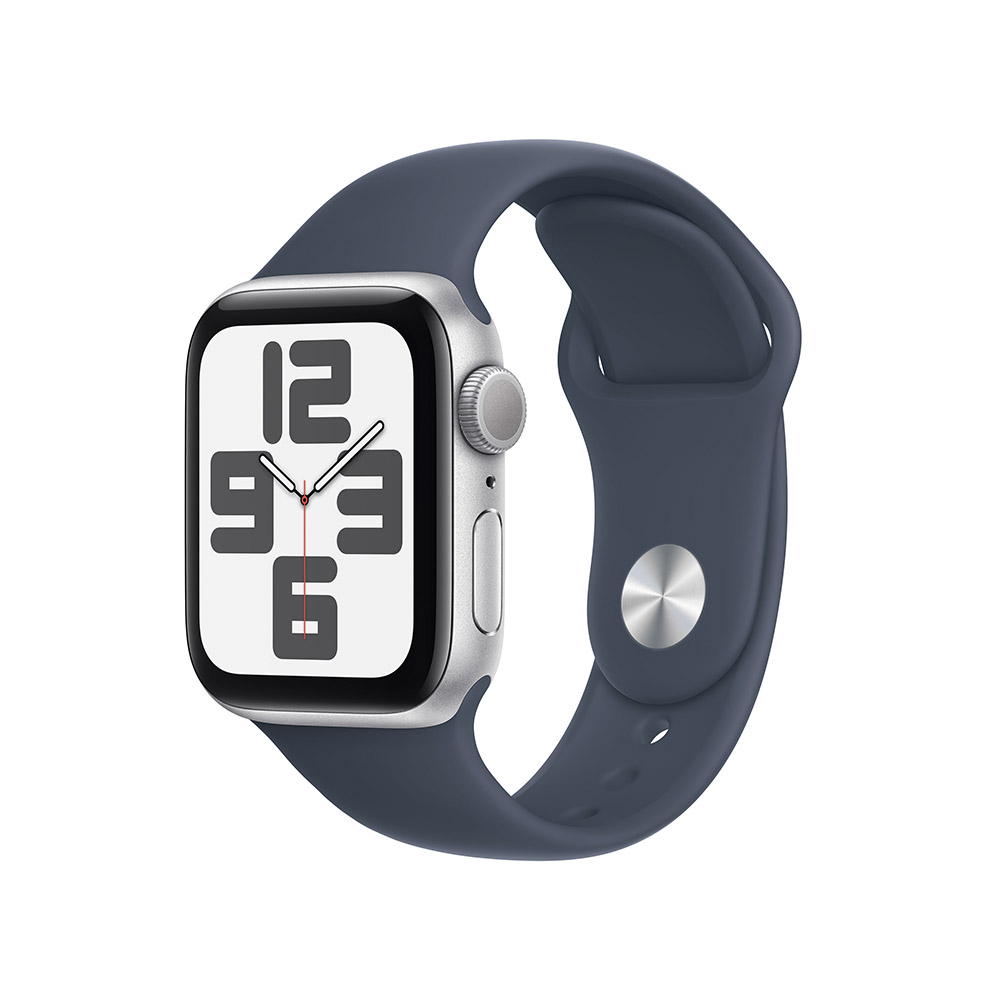 Smartwatch Apple Watch SE GPS 40mm Silver Aluminium Case com Storm Blue Sport Band  (S/M)