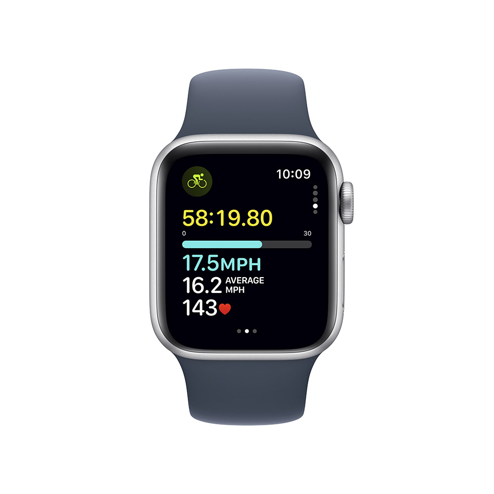 Apple - Smartwatch Apple Watch SE GPS 40mm Silver Aluminium Case com Storm Blue Sport Band  (M/L)