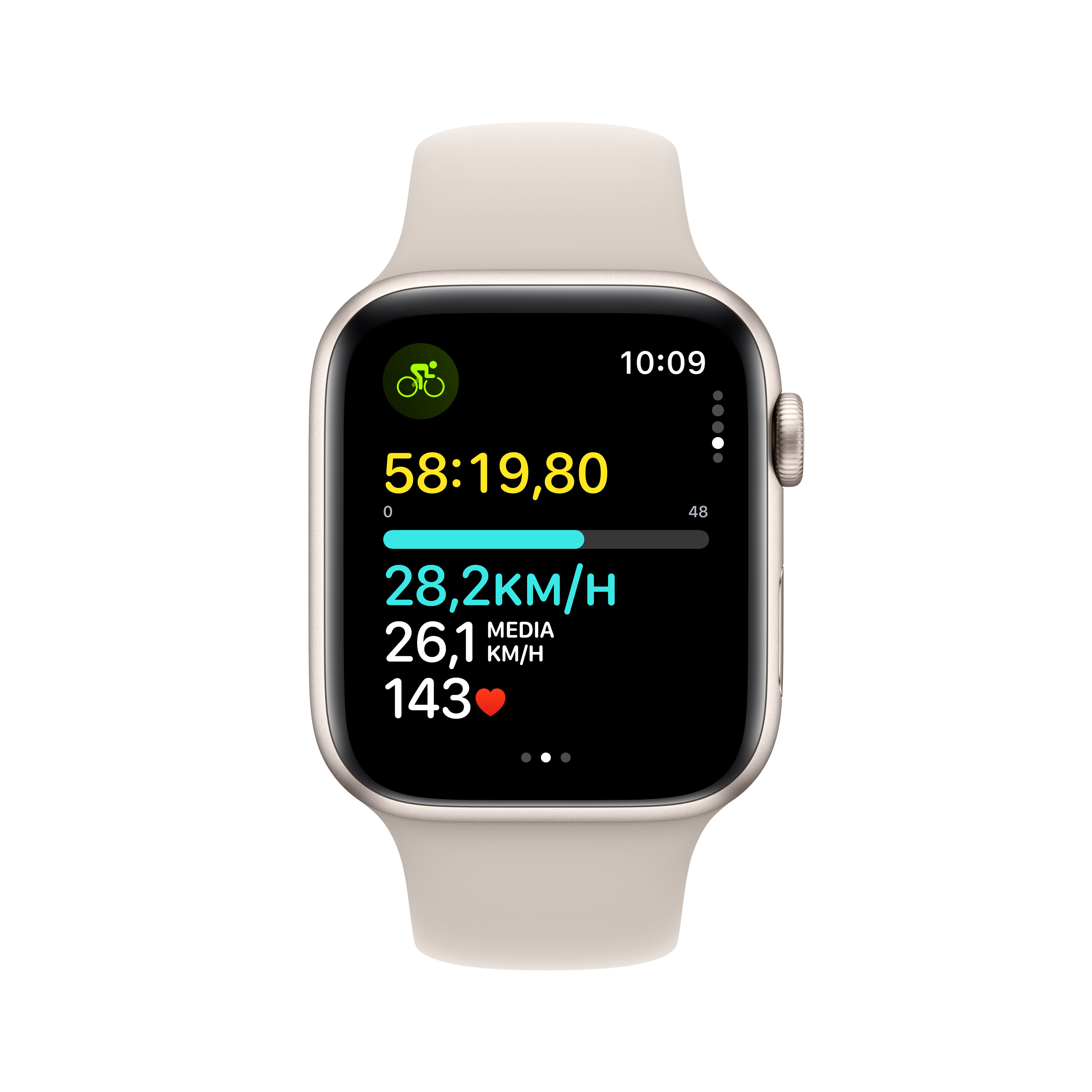 Apple - Smartwatch Apple Watch SE GPS 44mm Starlight Aluminium Case com Starlight Sport Band  (S/M)