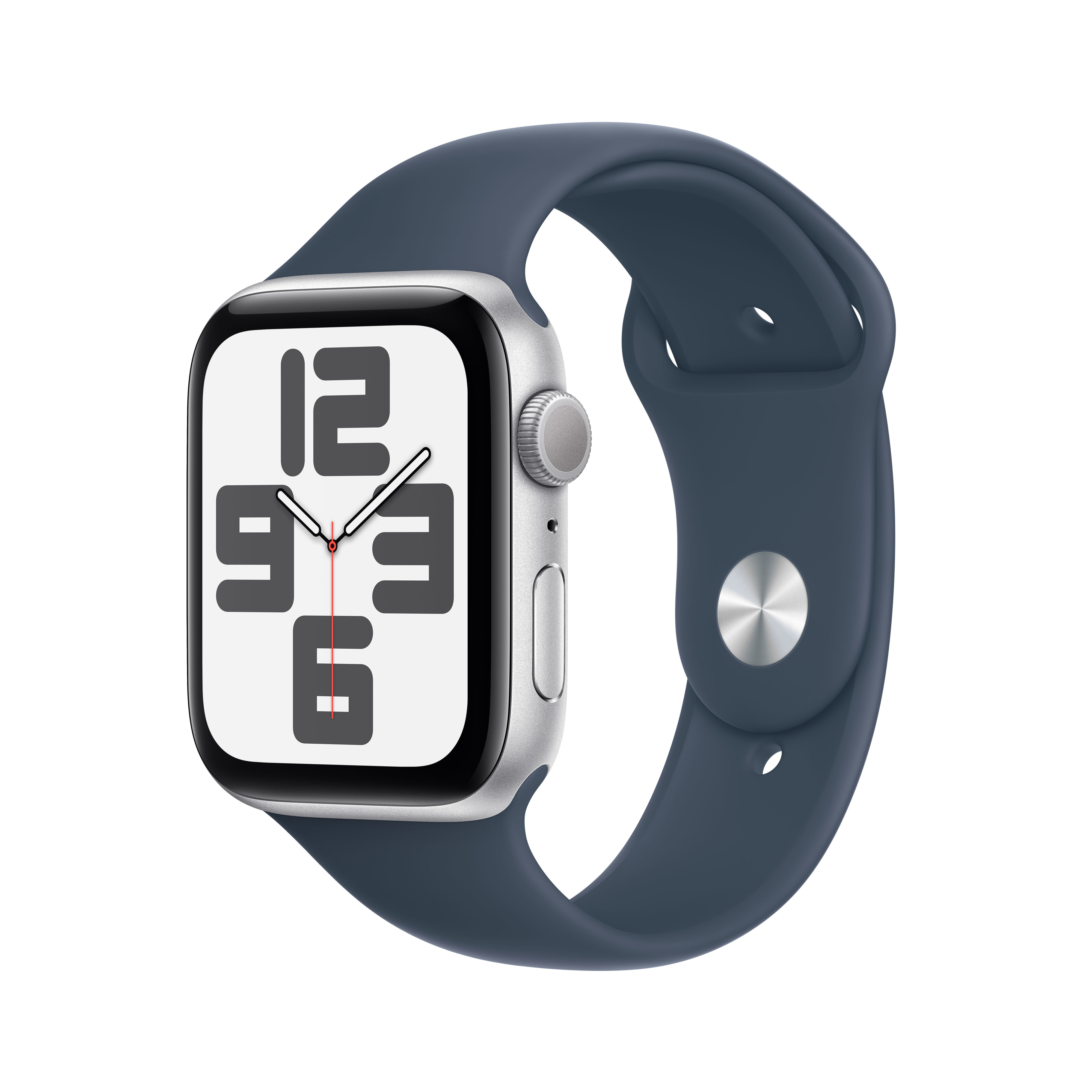 Smartwatch Apple Watch SE GPS 44mm Silver Aluminium Case com Storm Blue Sport Band  (S/M)