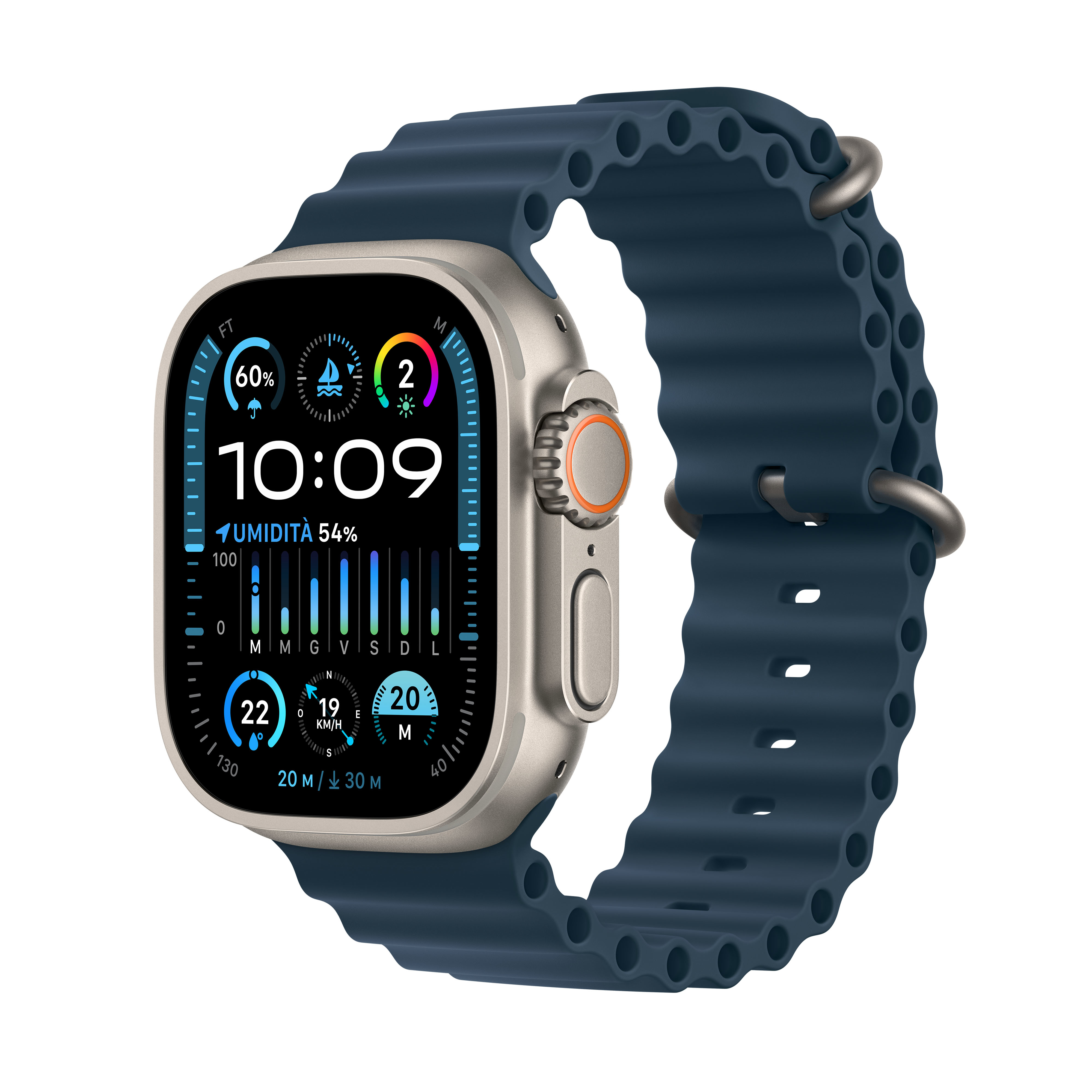 Smartwatch Apple Watch Ultra 2 GPS + Cellular 49mm Titanium Case com Blue Ocean Band