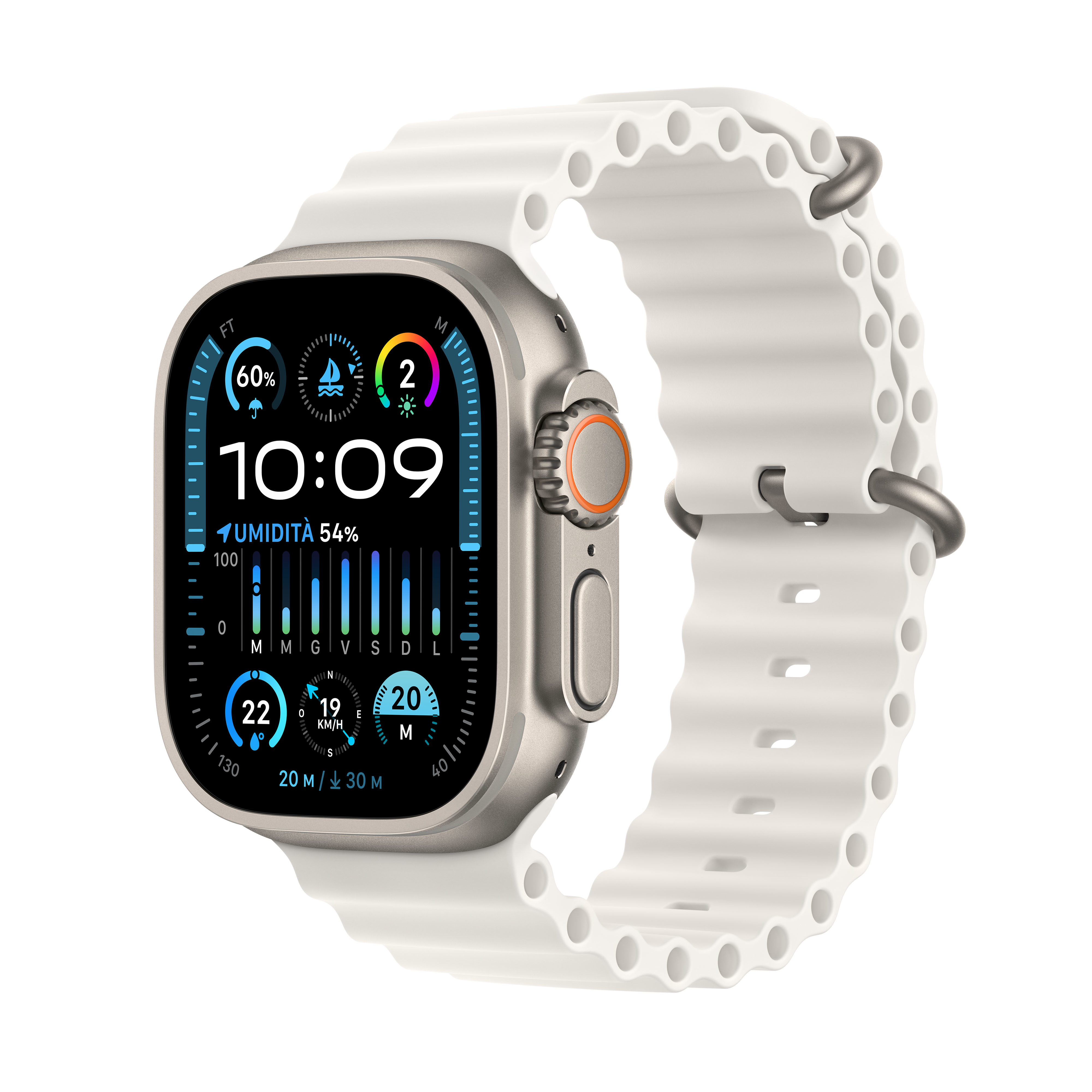Smartwatch Apple Watch Ultra 2 GPS + Cellular 49mm Titanium Case com White Ocean Band