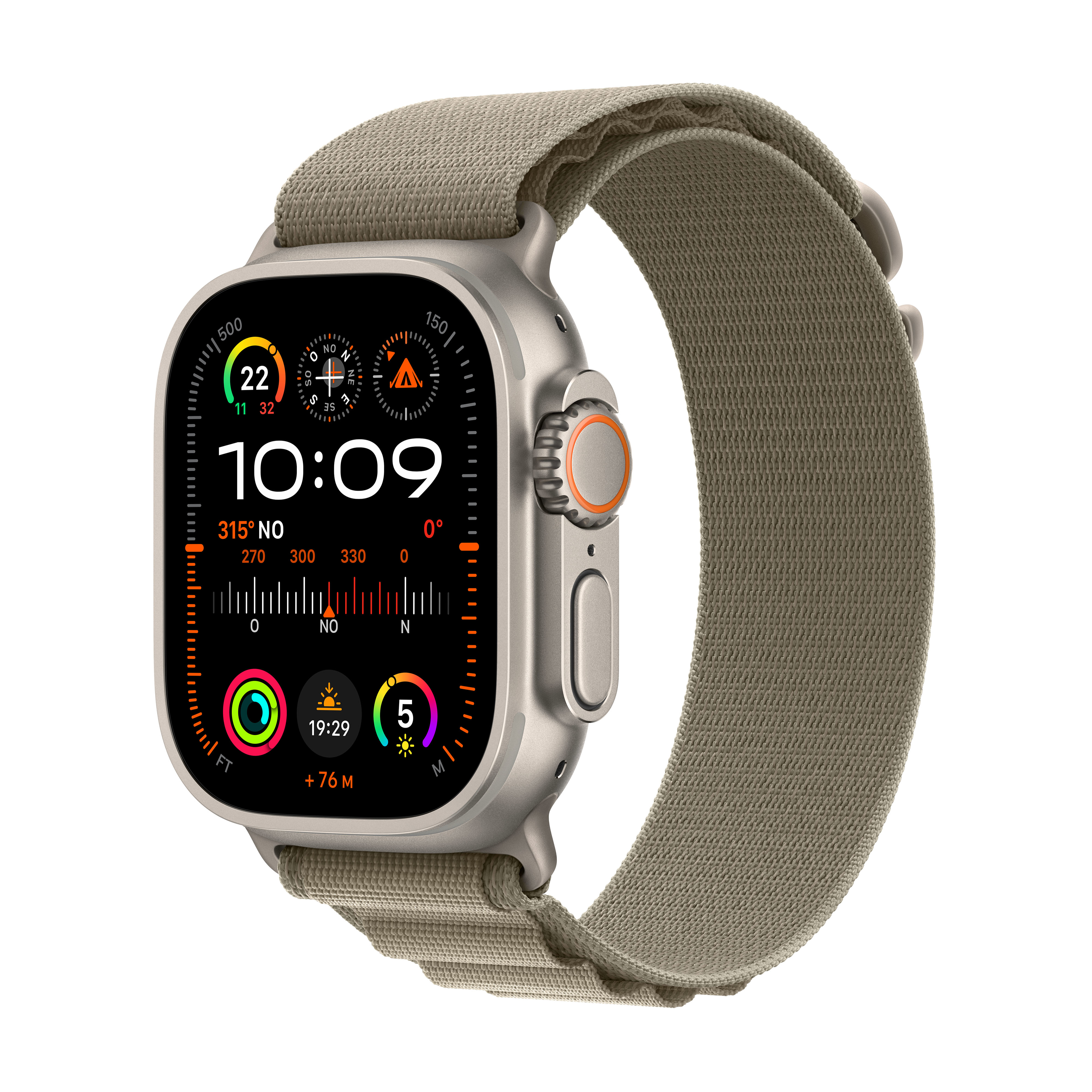 Smartwatch Apple Watch Ultra 2 GPS + Cellular 49mm Titanium Case com Olive Alpine Loop Small