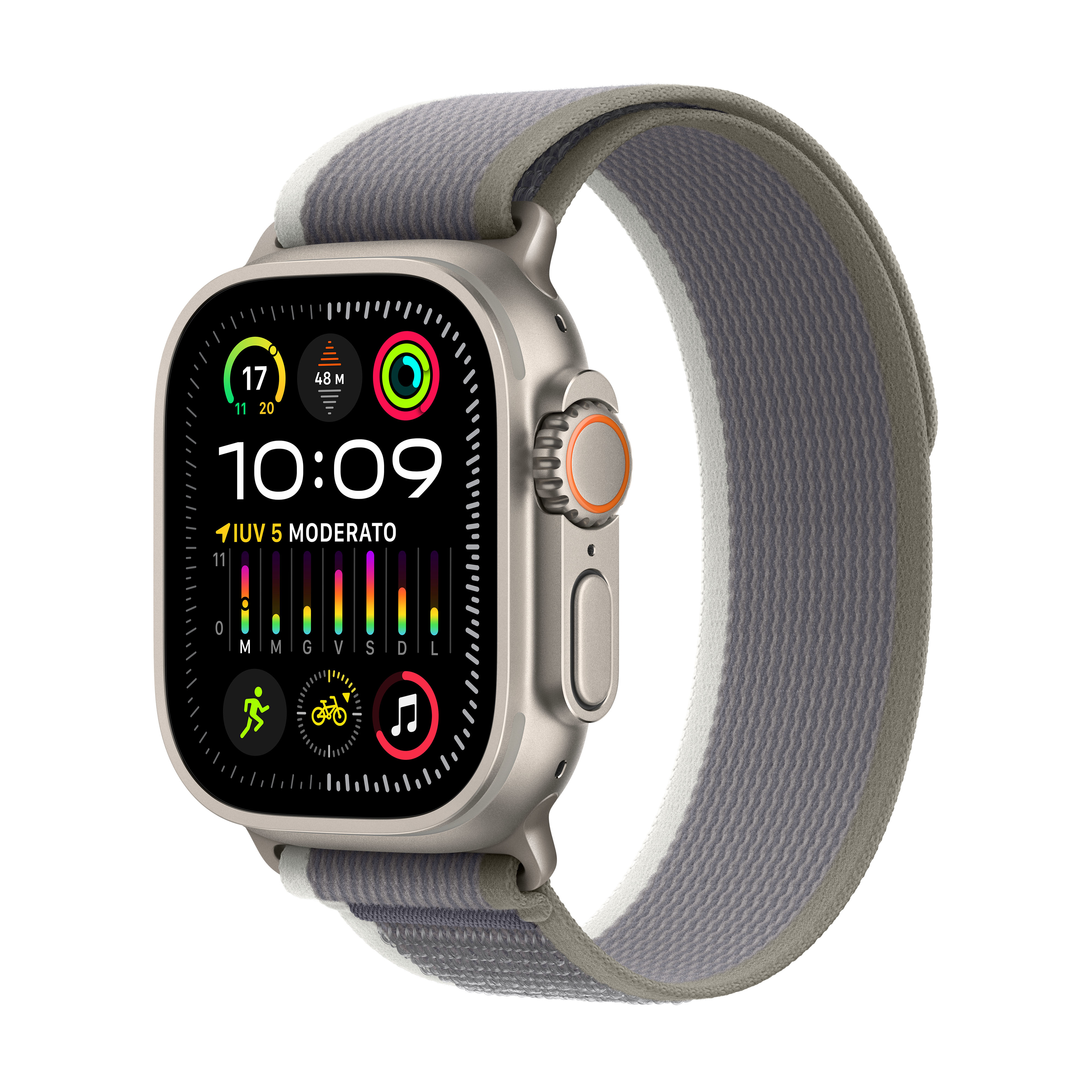 Smartwatch Apple Watch Ultra 2 GPS + Cellular 49mm Titanium Case com Green/Grey Trail Loop  (S/M)