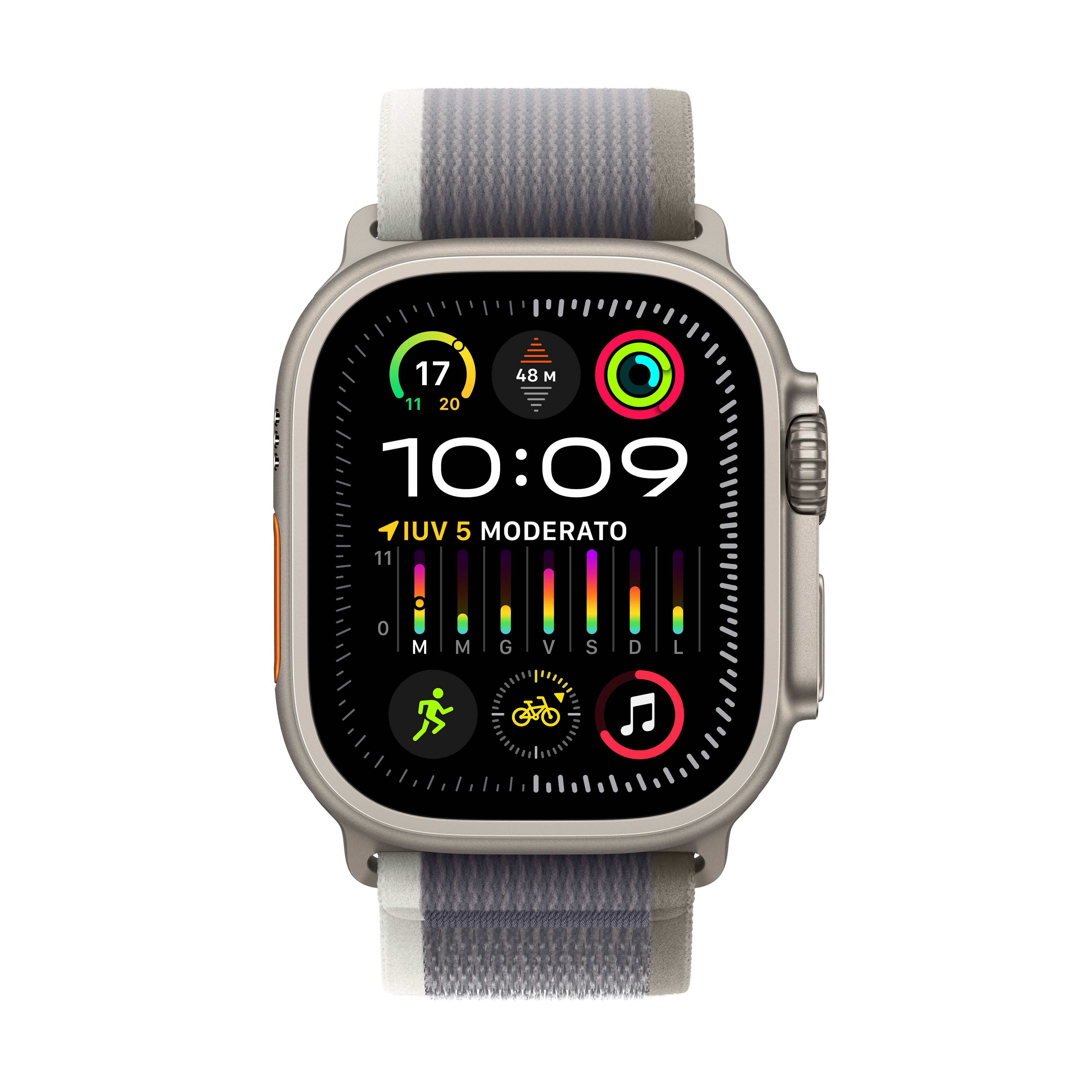 Apple - Smartwatch Apple Watch Ultra 2 GPS + Cellular, 49mm Titanium Case com Green/Grey Trail Loop  (S/M)