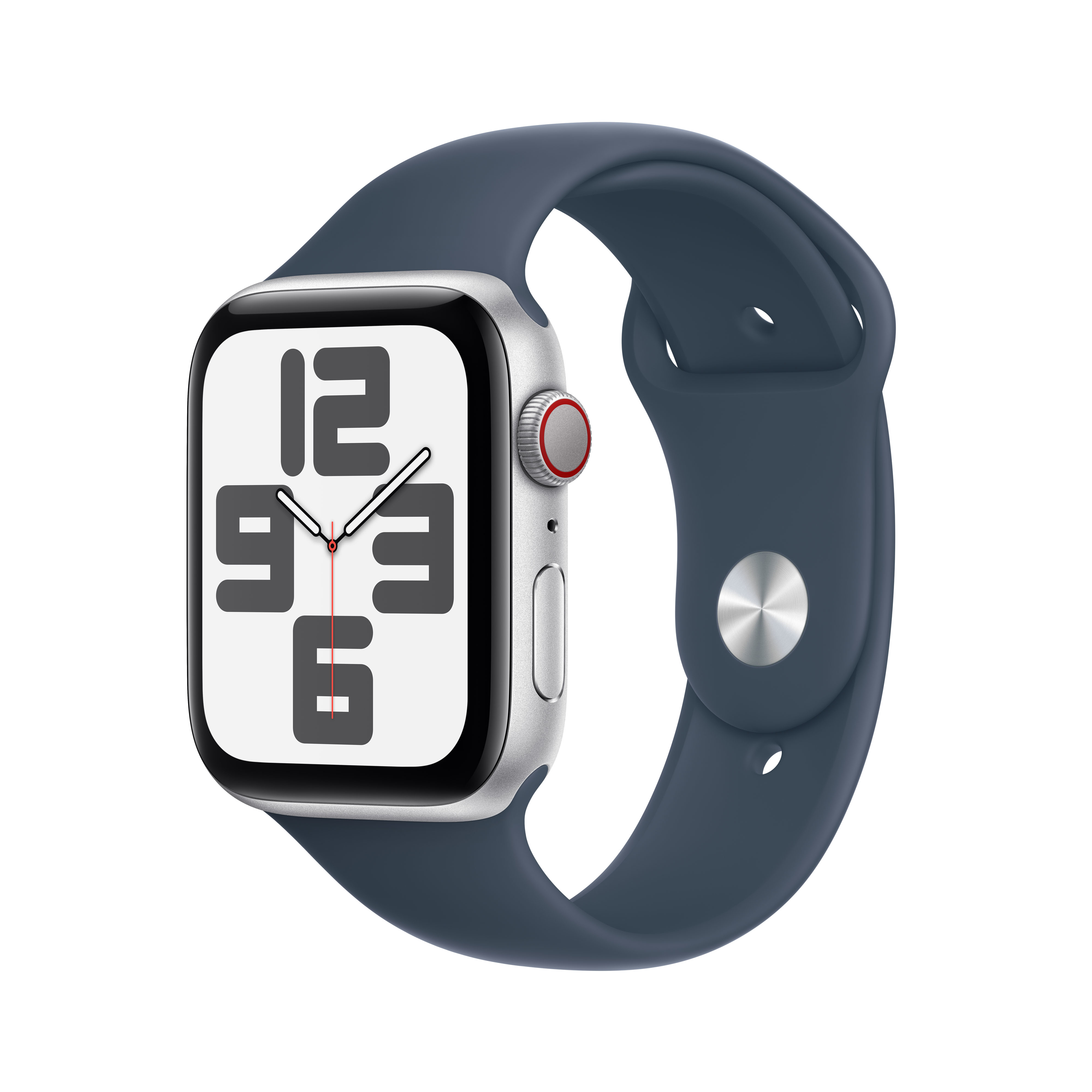 Smartwatch Apple Watch SE GPS + Cellular 44mm Silver Aluminium Case com Storm Blue Sport Band  (S/M)