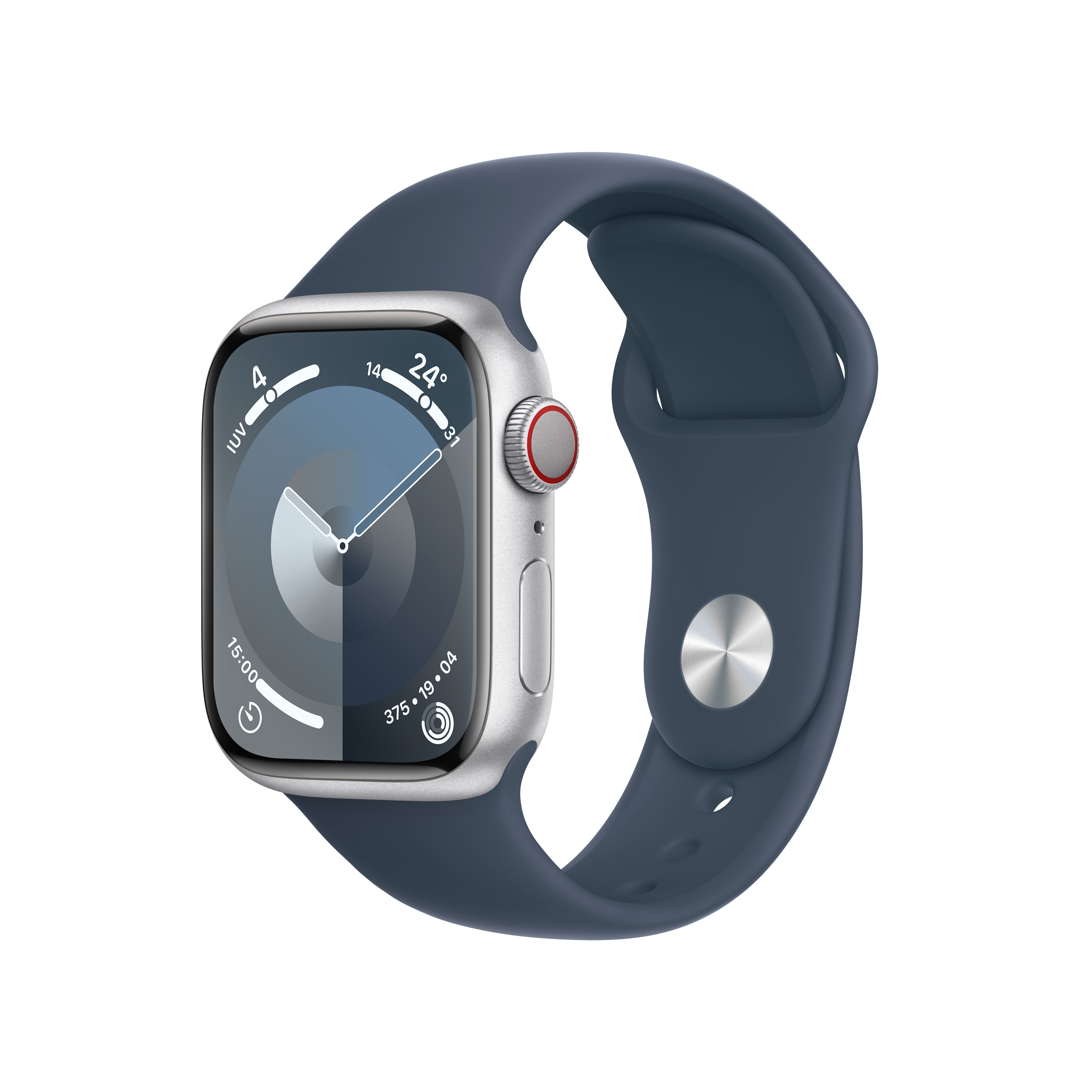 Smartwatch Apple Watch Series 9 GPS + Cellular 41mm Silver Aluminium Case com Storm Blue Sport Band  (S/M)