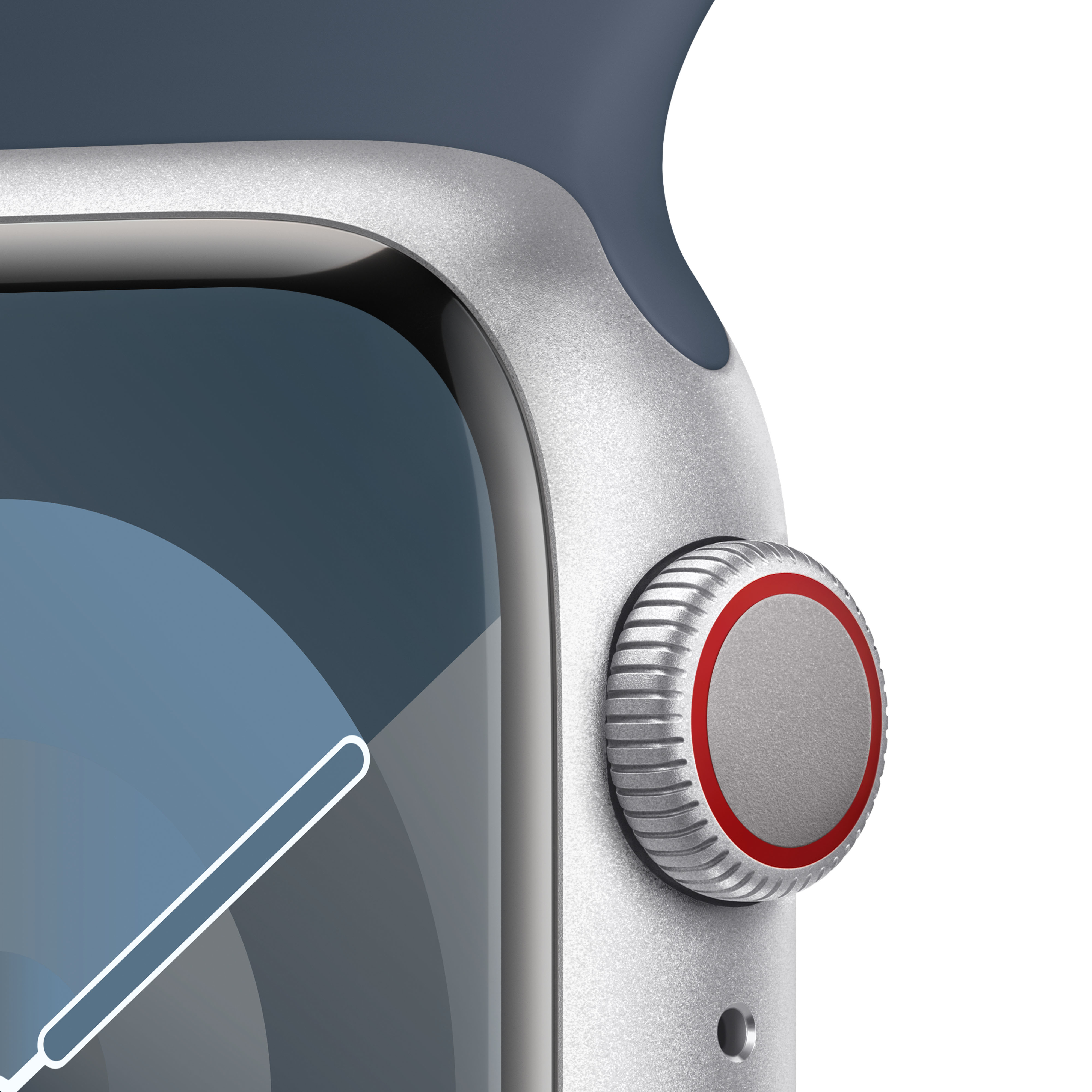 Apple - Smartwatch Apple Watch Series 9 GPS + Cellular 41mm Silver Aluminium Case com Storm Blue Sport Band  (M/L)