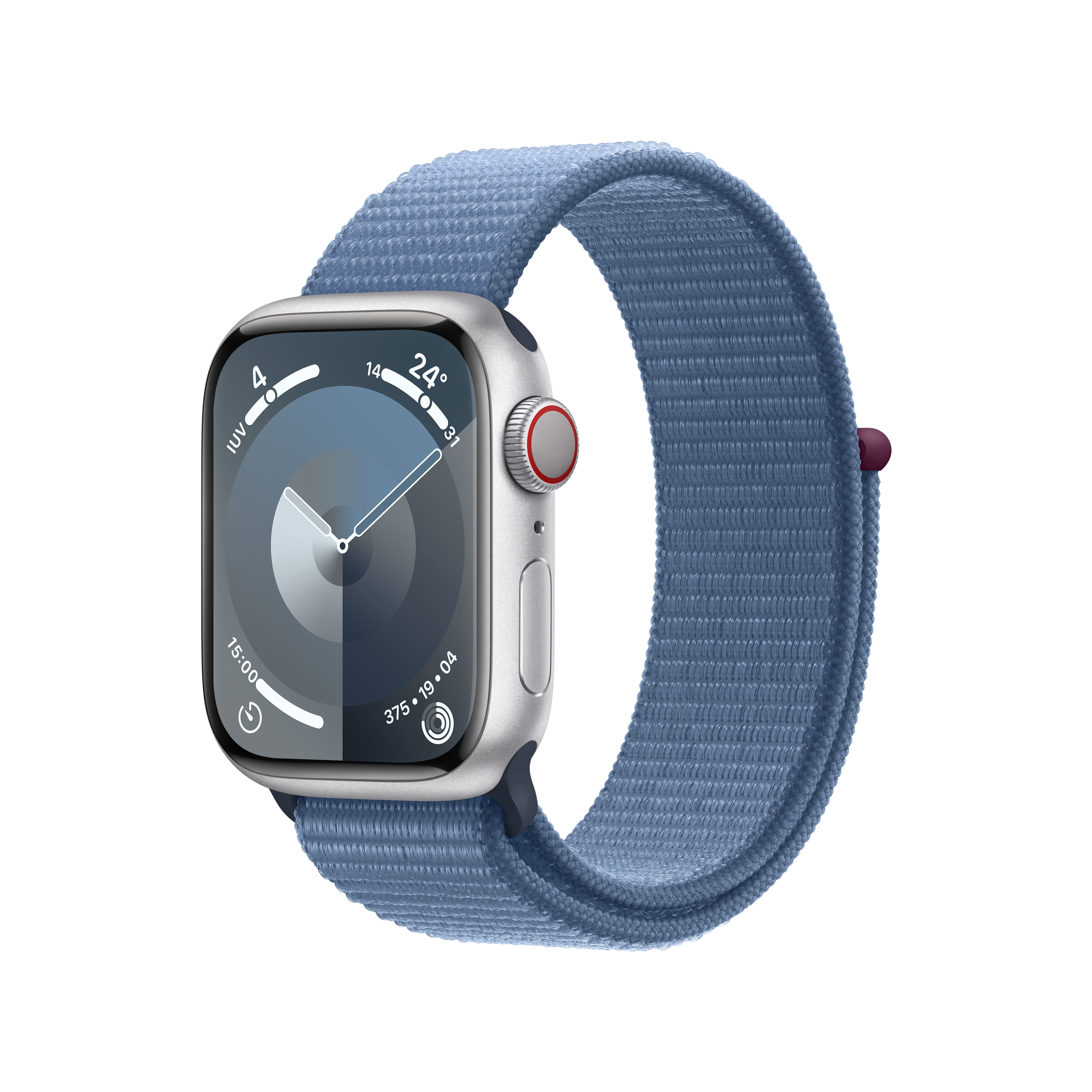 Smartwatch Apple Watch Series 9 GPS + Cellular 41mm Silver Aluminium Case com Winter Blue Sport Loop