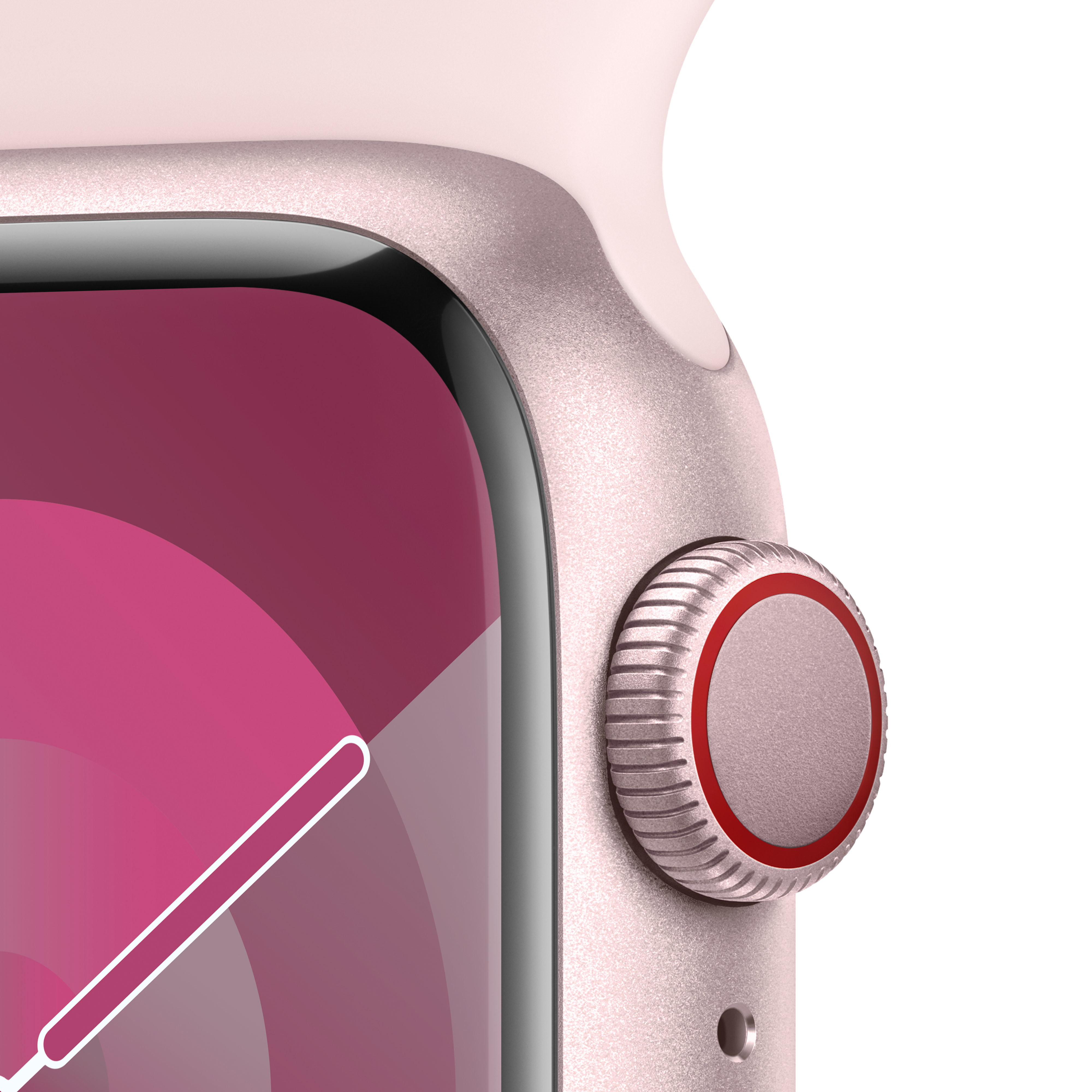 Apple - Smartwatch Apple Watch Series 9 GPS + Cellular 41mm Pink Aluminium Case com Light Pink Sport Band  (M/L)