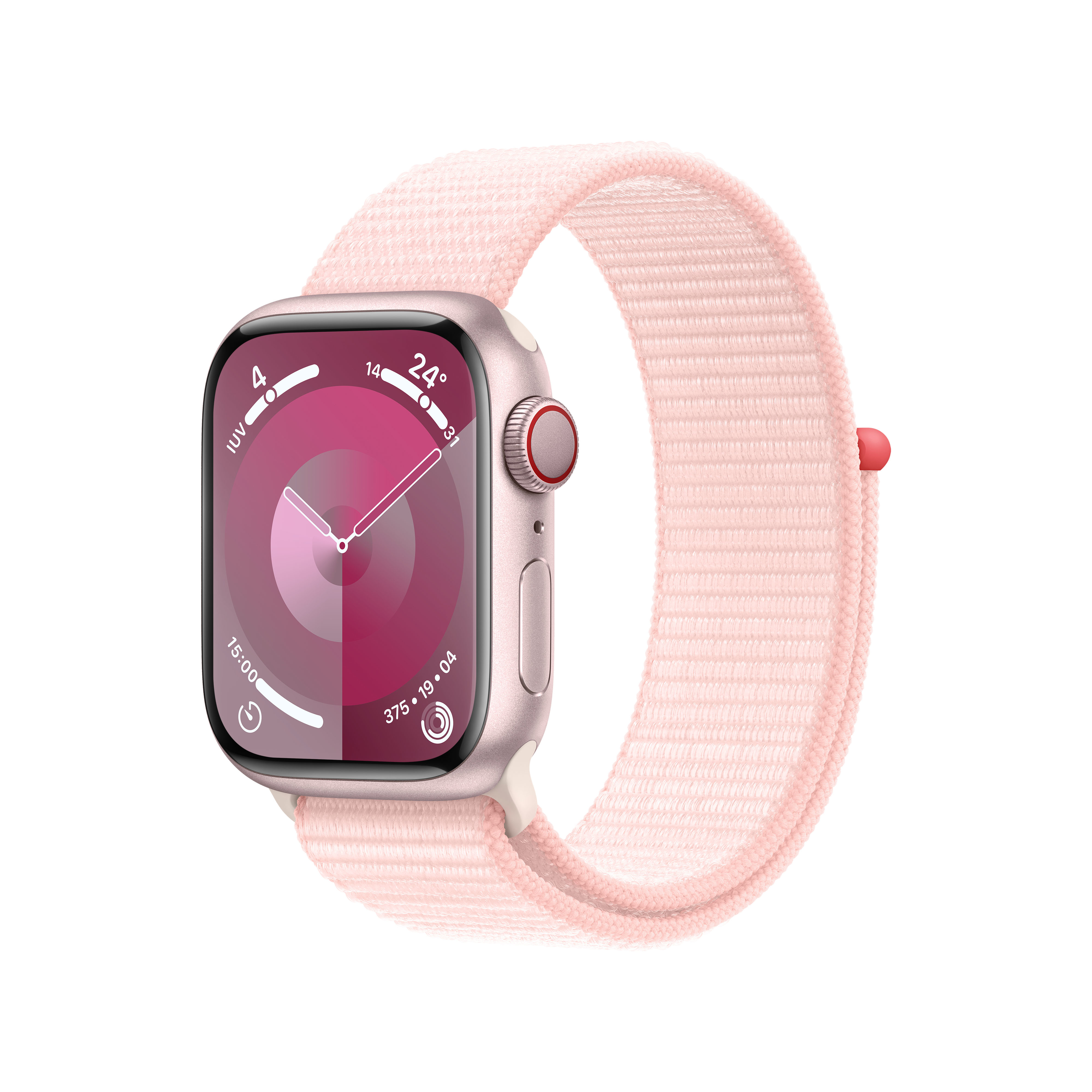 Smartwatch Apple Watch Series 9 GPS + Cellular 41mm Pink Aluminium Case com Light Pink Sport Loop