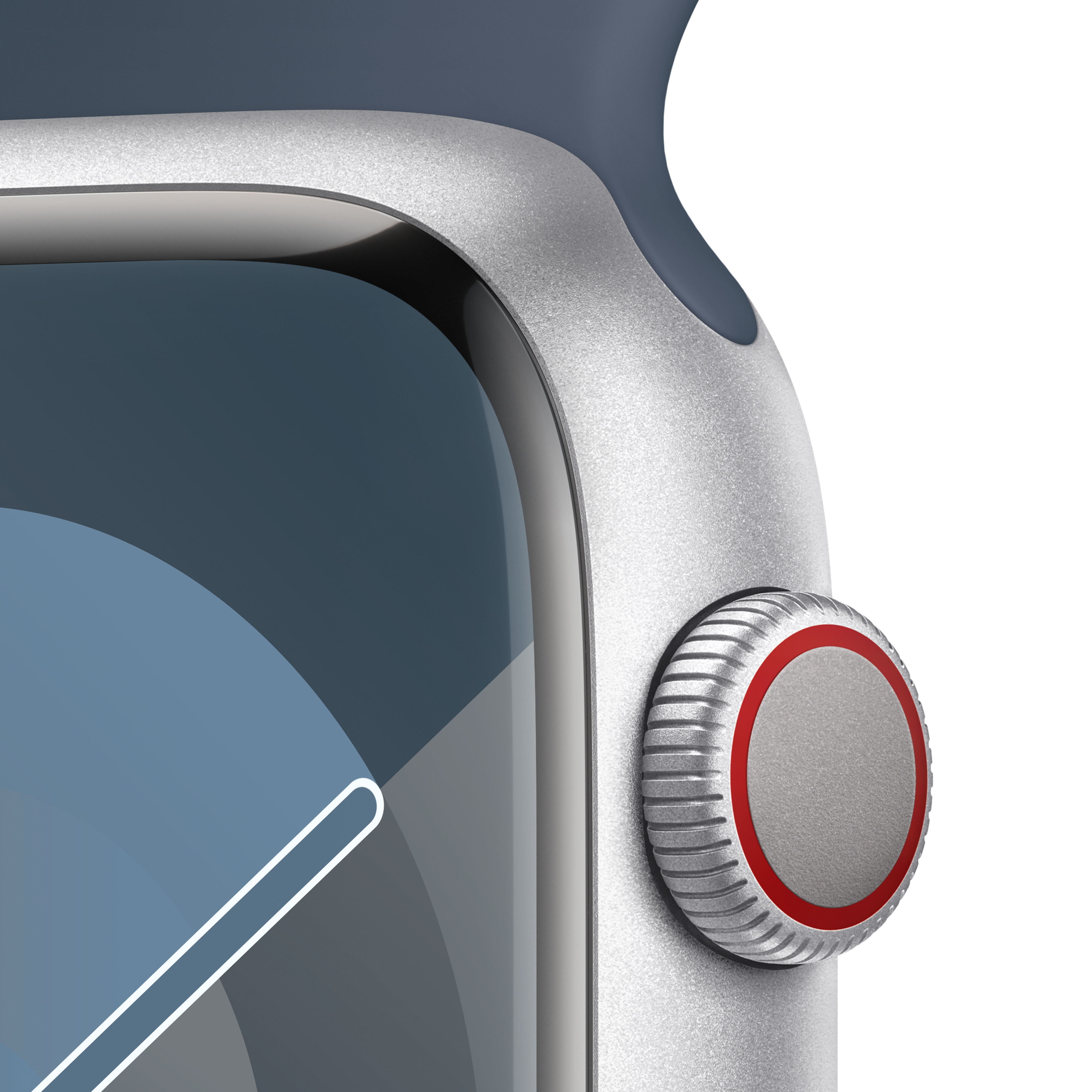 Apple - Smartwatch Apple Watch Series 9 GPS + Cellular 45mm Silver Aluminium Case com Storm Blue Sport Band  (M/L)