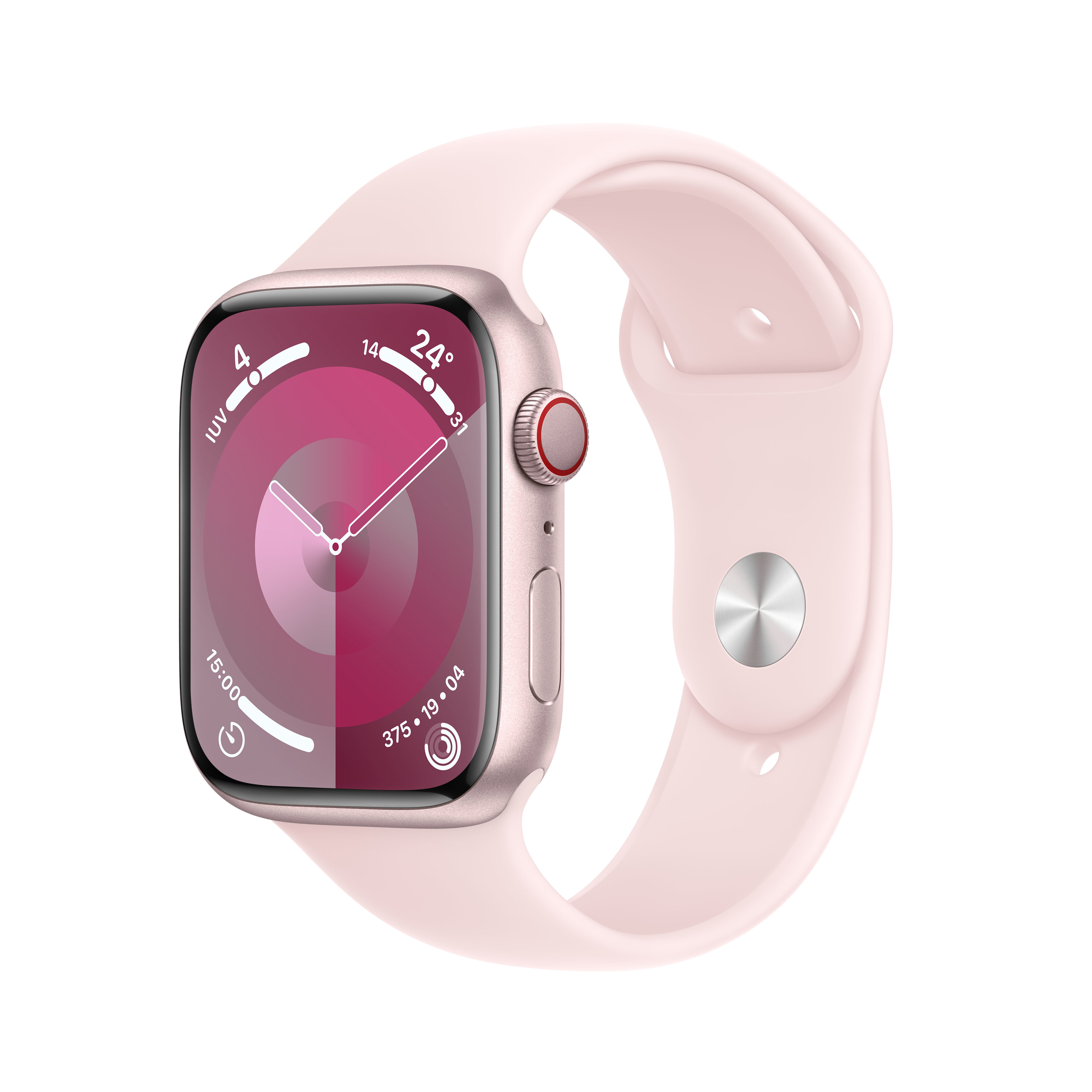 Smartwatch Apple Watch Series 9 GPS + Cellular 45mm Pink Aluminium Case com Light Pink Sport Band  (S/M)