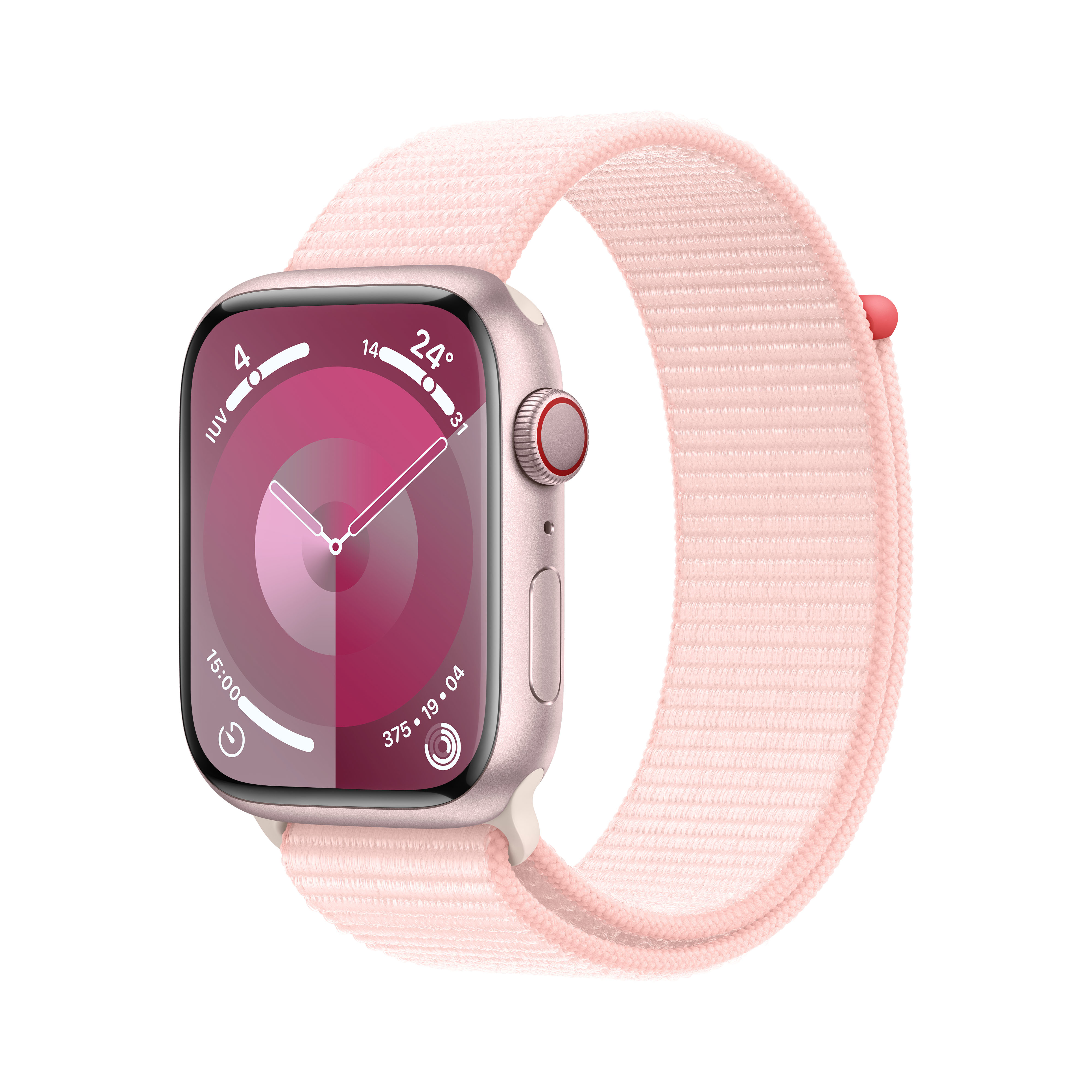 Smartwatch Apple Watch Series 9 GPS + Cellular 45mm Pink Aluminium Case com Light Pink Sport Loop