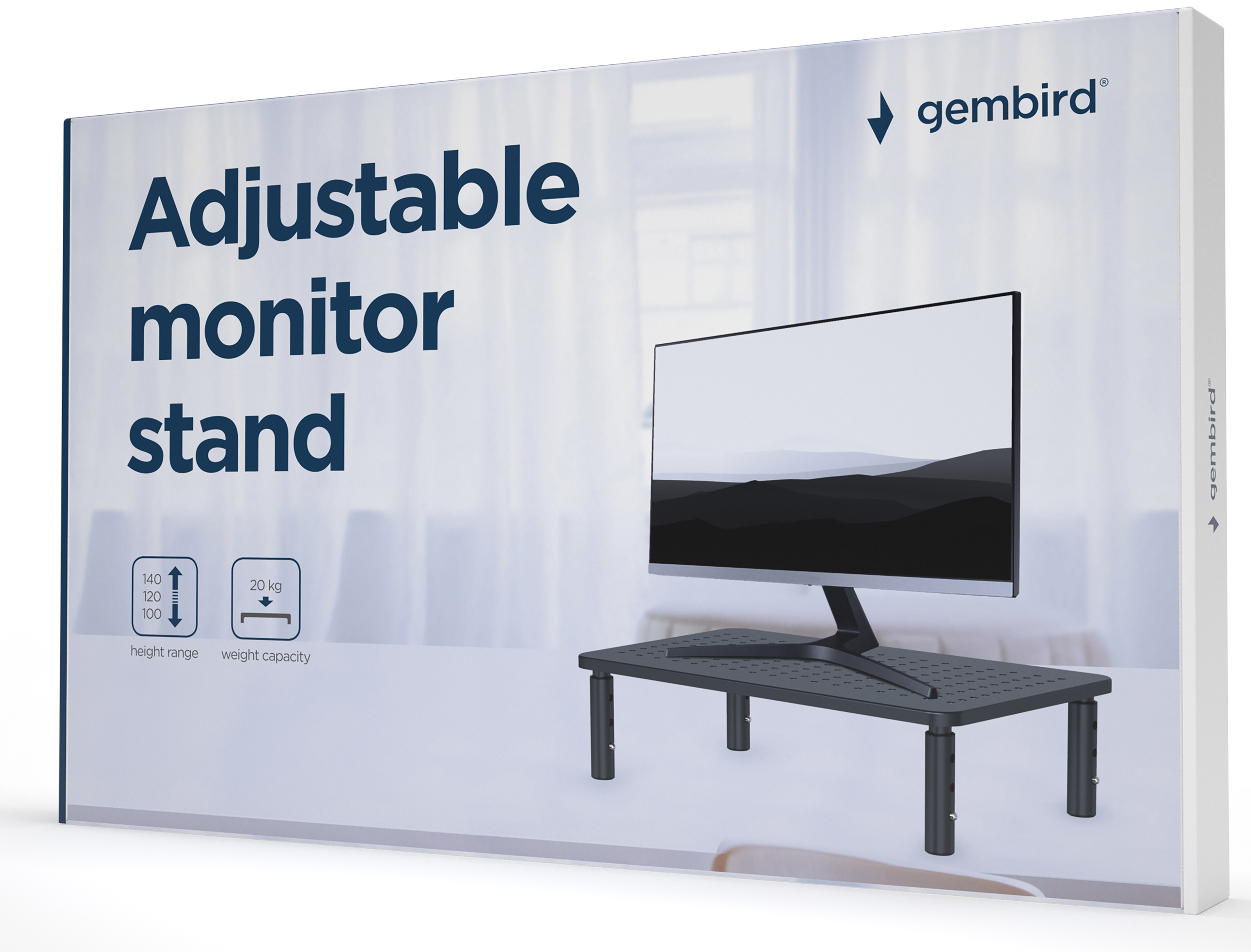 Gembird - Base Para Monitor Gembird MS-TABLE-01 Retangular Ajustável Preto Até 20Kg