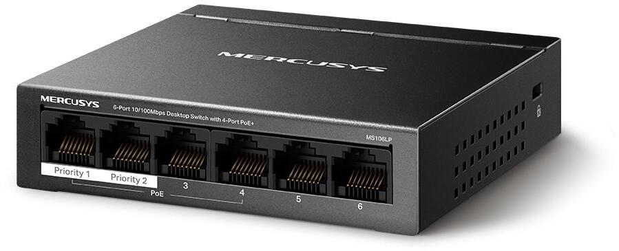 Mercusys - Switch SOHO Mercusys MS106LP 6 Portas 10/100 Mbps Managed PoE+