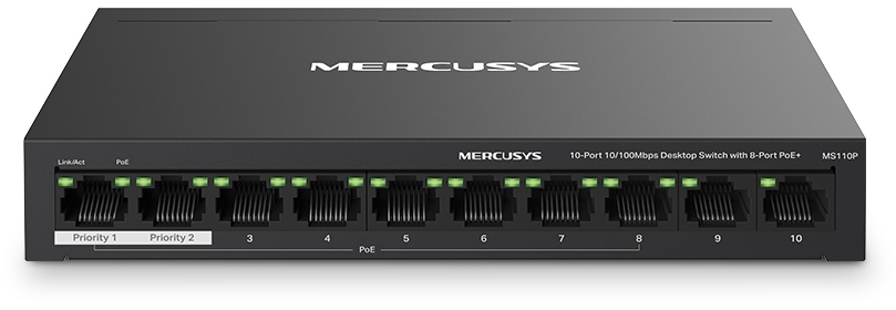 Switch SOHO Mercusys MS110P 10 Portas 10/100 Mbps Managed PoE+