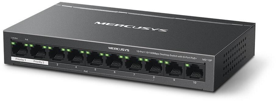 Mercusys - Switch SOHO Mercusys MS110P 10 Portas 10/100 Mbps Managed PoE+