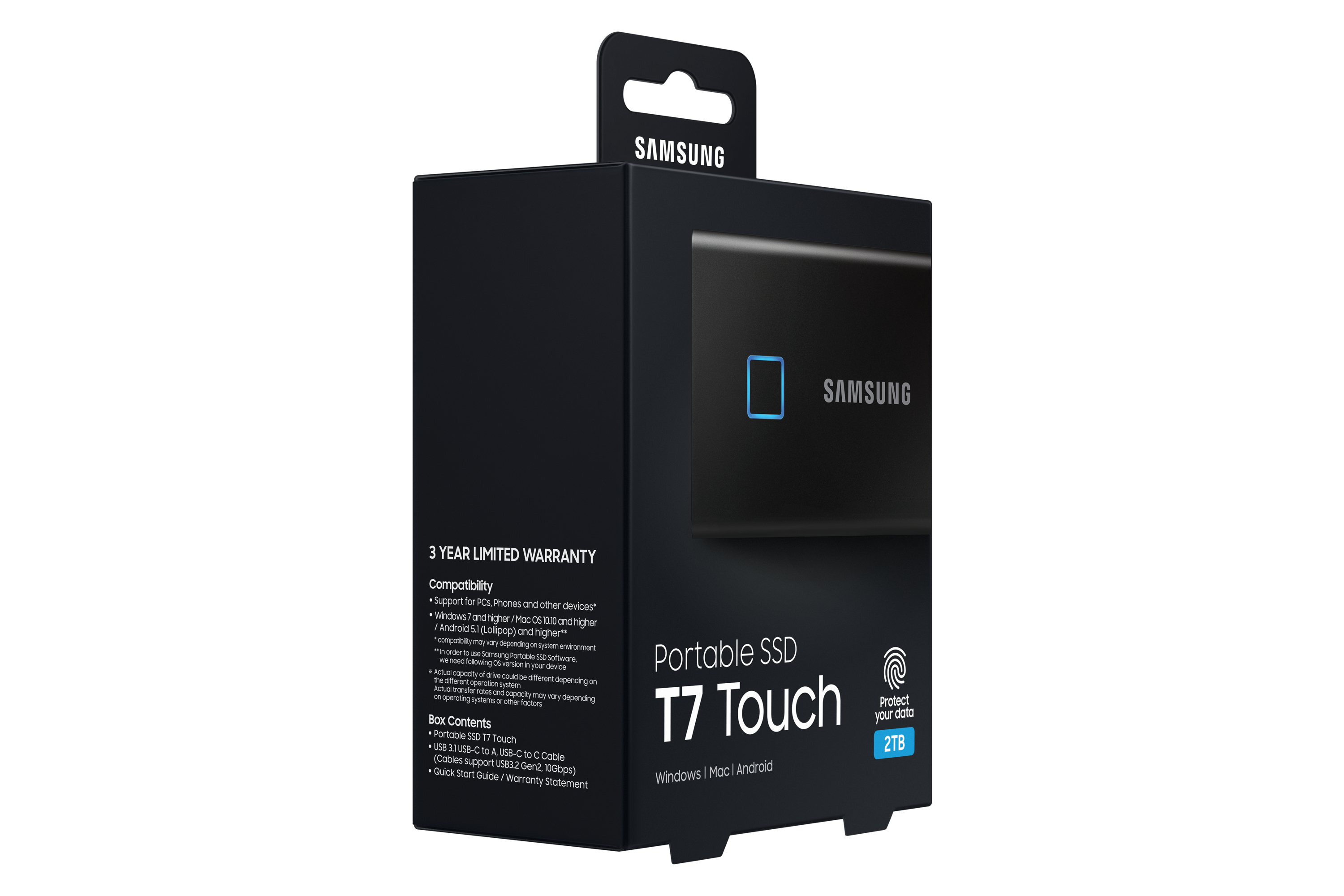 Samsung - SSD Externo Samsung T7 Touch 2TB USB3.2 Gen2 Preto (1050/1000MB/s)