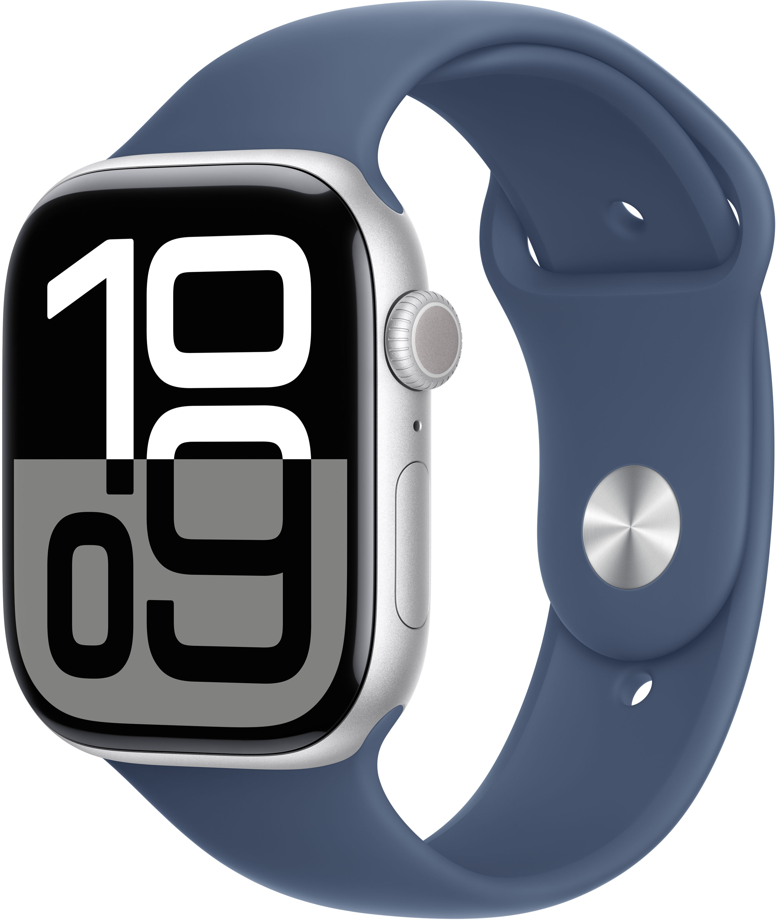 Apple - Smartwatch Apple Watch Series 10 GPS 46mm Alumínio Prateado c/ Bracelete Desportiva Azul denim - S/M