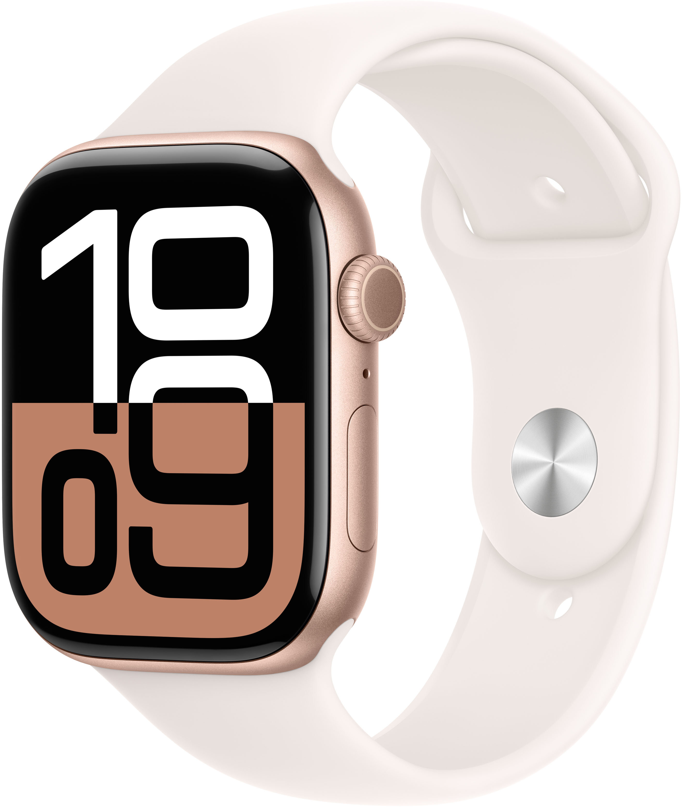 Apple - Smartwatch Apple Watch Series 10 GPS 46mm Alumínio Rosa-Dourado c/ Bracelete Desportiva Rosa leve - S/M