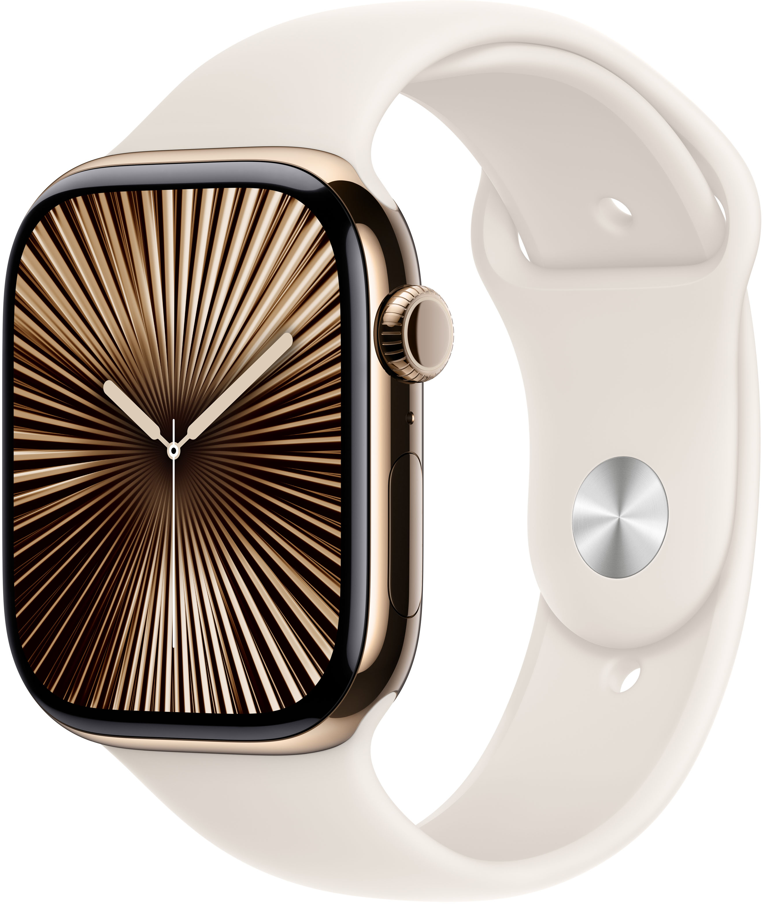 Apple - Smartwatch Apple Watch Series 10 GPS + Cellular 46mm Titânio Dourado c/ Bracelete Desportiva Stralight - M/L