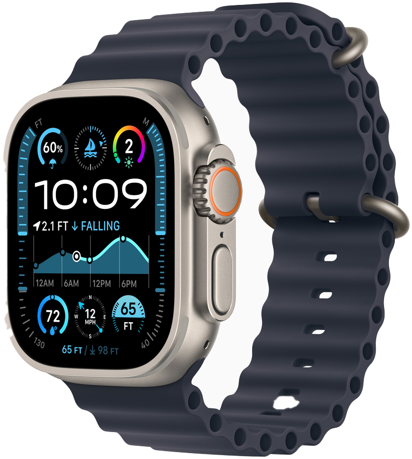 Apple - Smartwatch Apple Watch Ultra 2 GPS + Cellular 49mm Titânio Natural c/ Bracelete Ocean Band Azul Navy