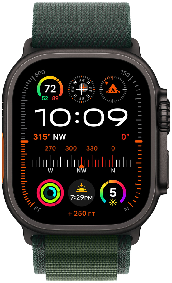 Smartwatch Apple Watch Ultra 2 GPS + Cellular 49mm Titânio Preto c/ Loop Alpine Verde Escuro - S