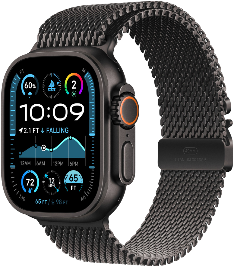 Apple - Smartwatch Apple Watch Ultra 2 GPS + Cellular 49mm Titânio Preto c/ Loop Milanesa Titânio Preto - S