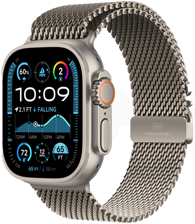 Apple - Smartwatch Apple Watch Ultra 2 GPS + Cellular 49mm Titânio Natural c/ Loop Milanesa Titânio Natural - L