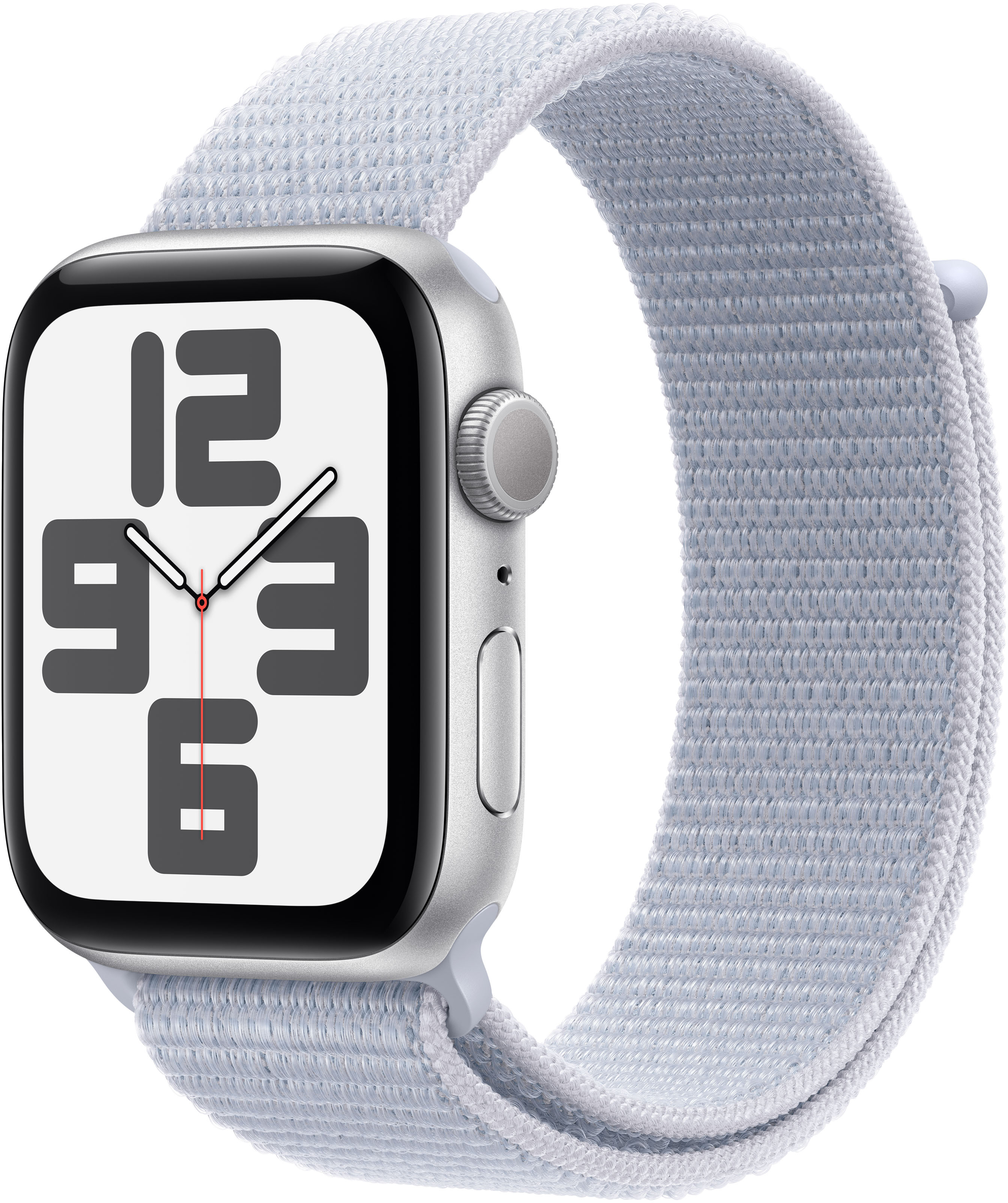 Smartwatch Apple Watch SE (2024) GPS 44mm Alumínio Prateado c/ Bracelete Desportiva Nuvem Azul