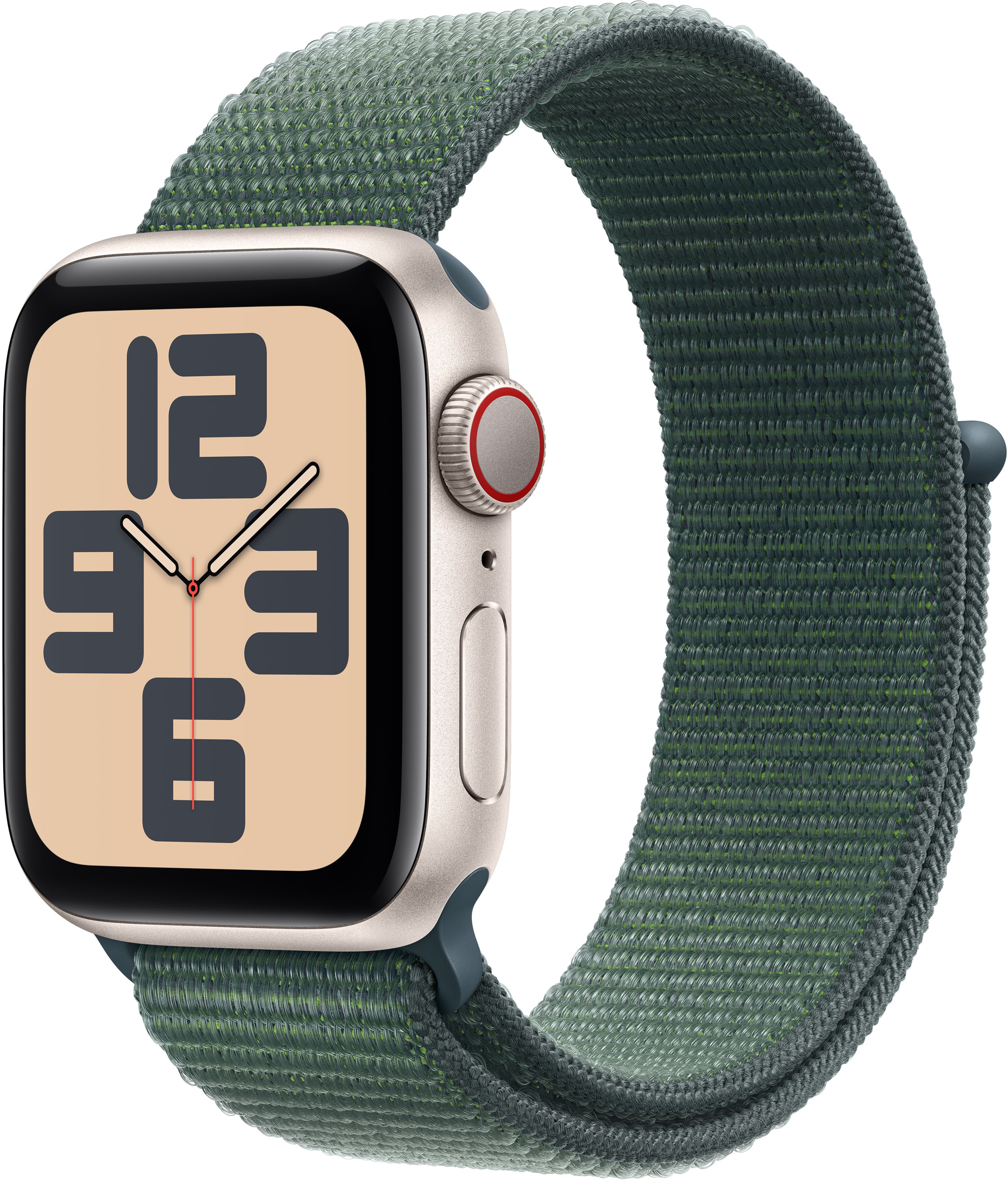 Smartwatch Apple Watch SE (2024) GPS + Cellular 40mm Alumínio Starlight c/ Loop Desportiva Lake Green