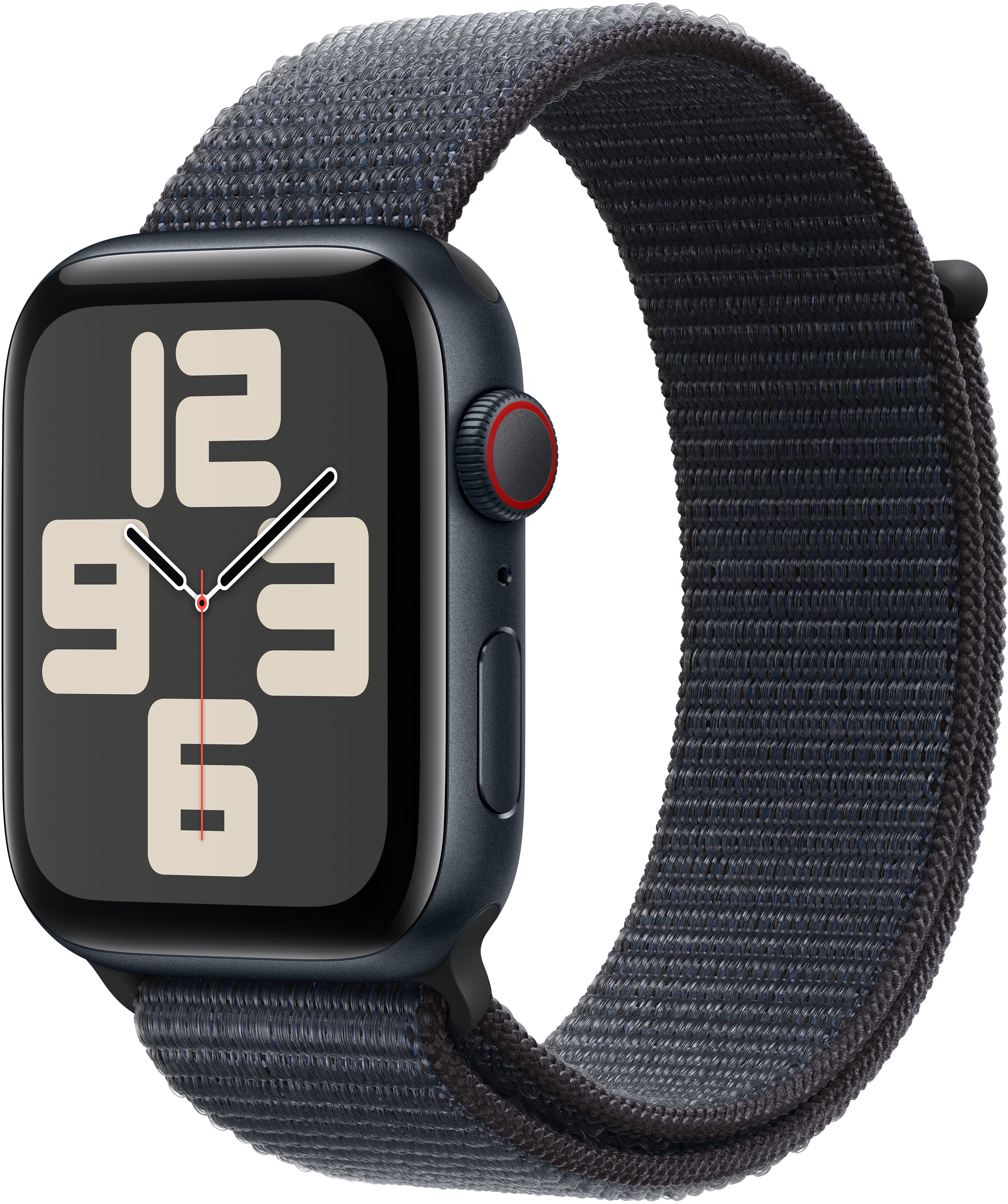 Smartwatch Apple Watch SE (2024) GPS + Cellular 44mm Alumínio Meia-noite c/ Loop Desportiva Tinto