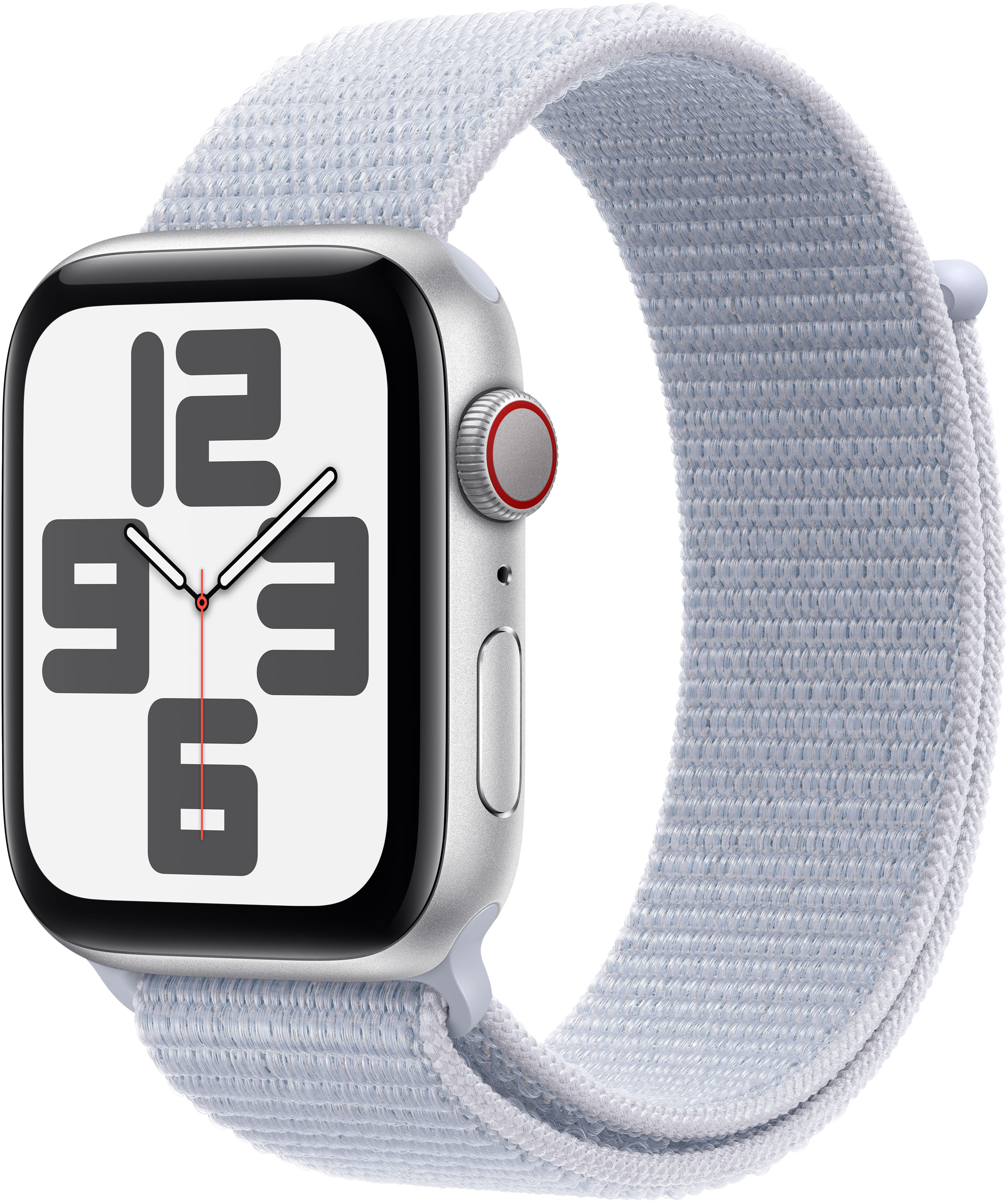 Smartwatch Apple Watch SE (2024) GPS + Cellular 44mm Alumínio Prateado c/ Bracelete Desportiva Nuvem Azul