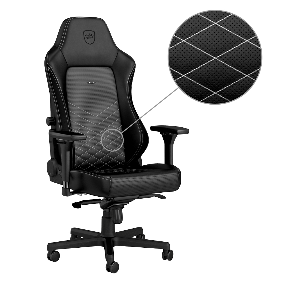 noblechairs - Cadeira noblechairs HERO PU Leather Preto / Branco Platina