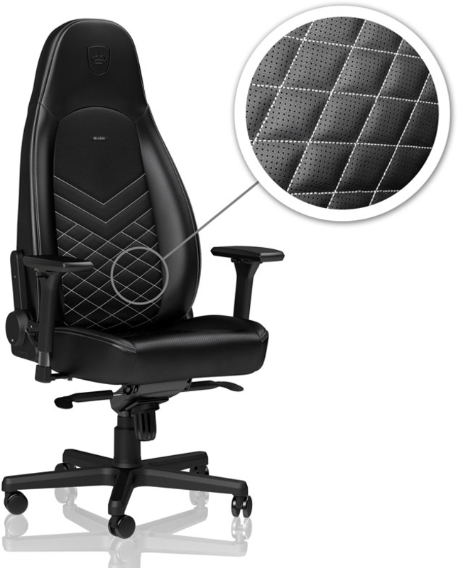 Cadeira noblechairs ICON PU Leather Preto / Branco Platina