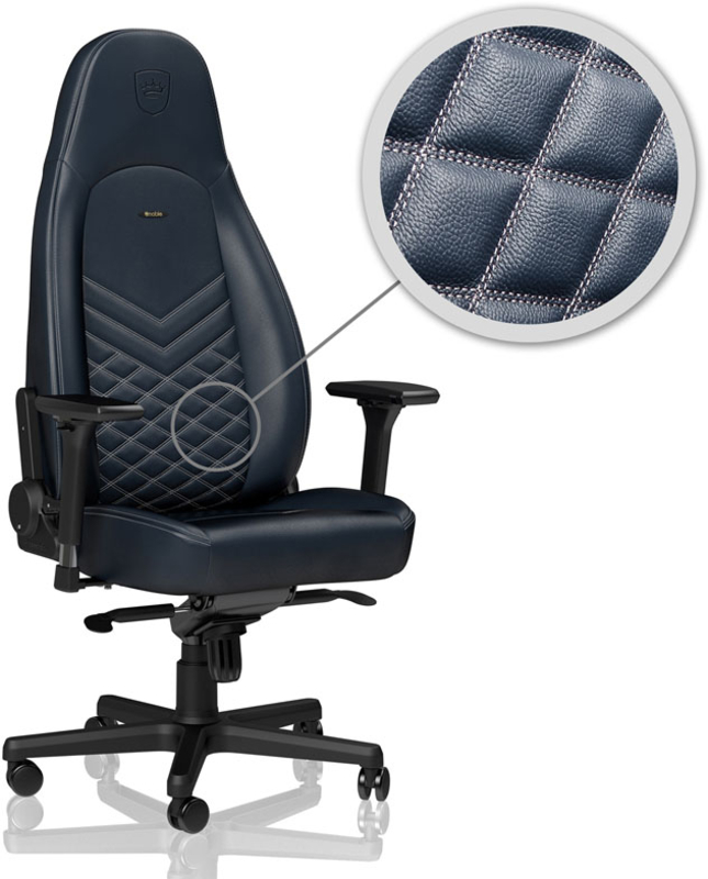 Cadeira noblechairs ICON Real Leather Midnight Blue Grafite