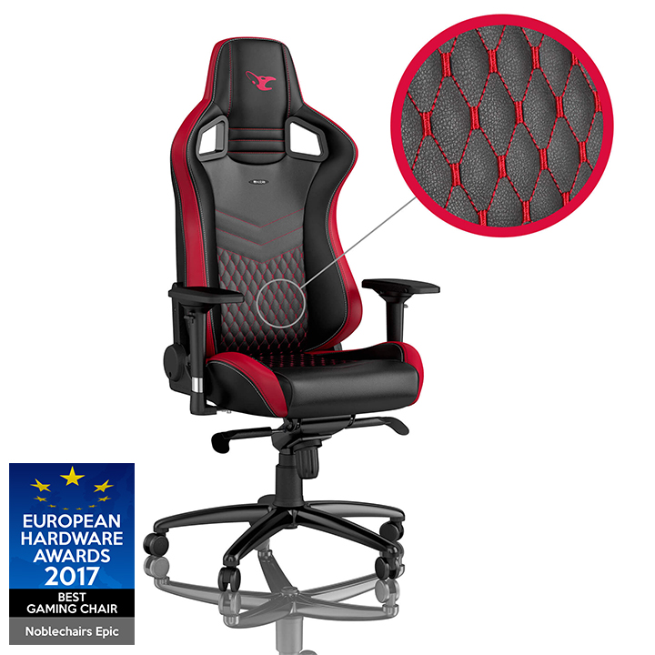 ** B Grade ** Cadeira noblechairs EPIC PU Leather mousesports Edition Preto / Vermelho