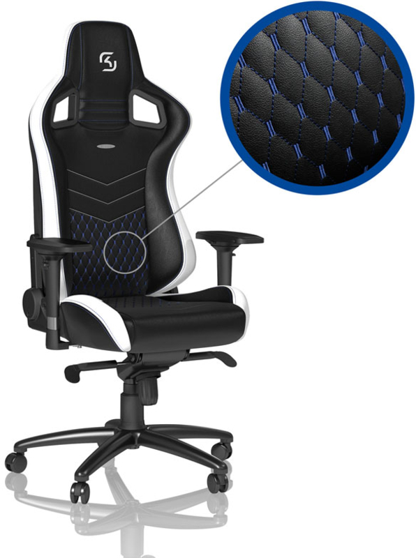 ** B Grade ** Cadeira noblechairs EPIC PU Leather SK Gaming Edition Preto / Branco / Azul