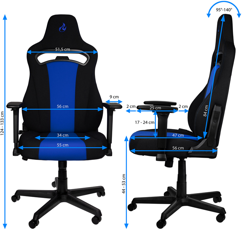 Nitro Concepts - Cadeira Nitro Concepts E250 Gaming Preta / Azul