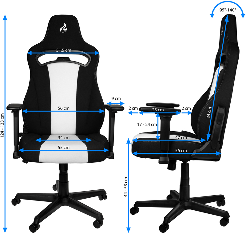 Nitro Concepts - Cadeira Nitro Concepts E250 Gaming Preta / Branca
