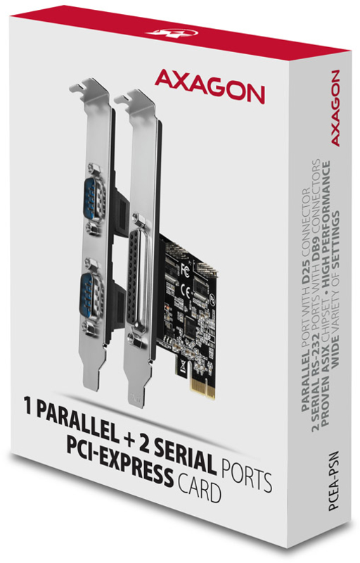 AXAGON - Adaptador PCIe AXAGON PCEA-PSN com 1x Porta Paralela + 2x Porta Série - ASIX AX99100 Chipset