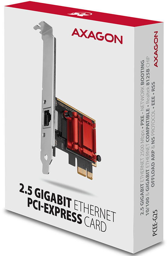 AXAGON - Adaptador AXAGON PCEE-G25 PCIe 2.5 Gigabit Ethernet, Realtek 8125 - RJ45