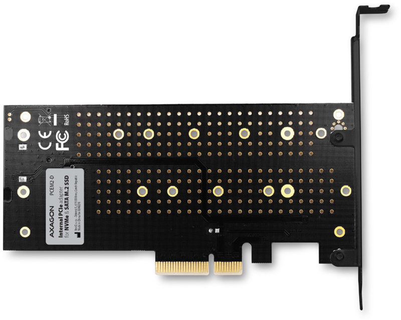 AXAGON - Adaptador PCIe-3.0 AXAGON PCEM2-D, 1x M.2-NVMe, 1x M.2-SATA com cooler passivo