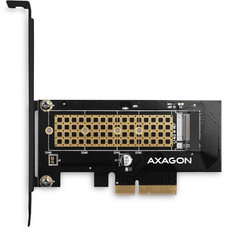 AXAGON - Adaptador PCIe-3.0-x4 AXAGON PCEM2-N, 1x M.2/NVMe/SSD com dissipador passivo