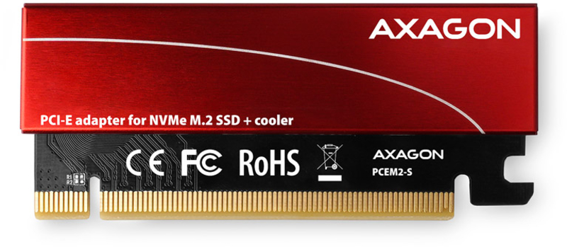 AXAGON - Adaptador PCIe-3.0-x16 AXAGON PCEM2-N, 1x M.2/NVMe/SSD com dissipador passivo