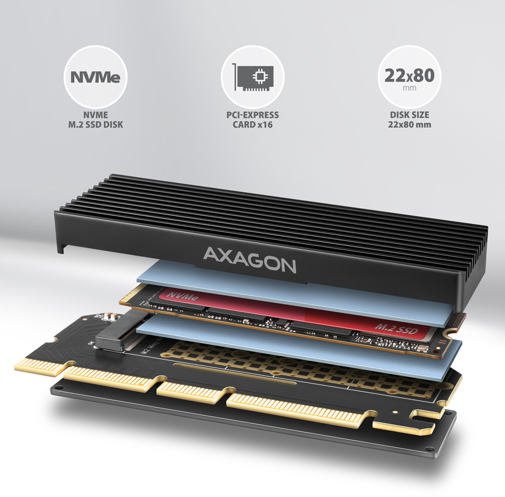 AXAGON - Adaptador PCIe 3.0 AXAGON PCEM2-XS  16x - M.2 SSD NVMe