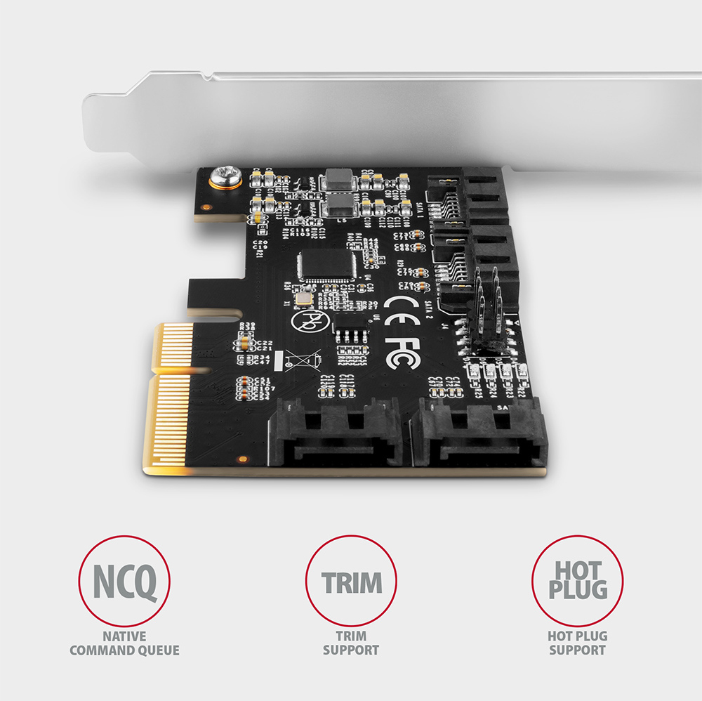 AXAGON - Controlador PCIe AXAGON PCES-SA4X4, 4x, SATA 6G port + LP