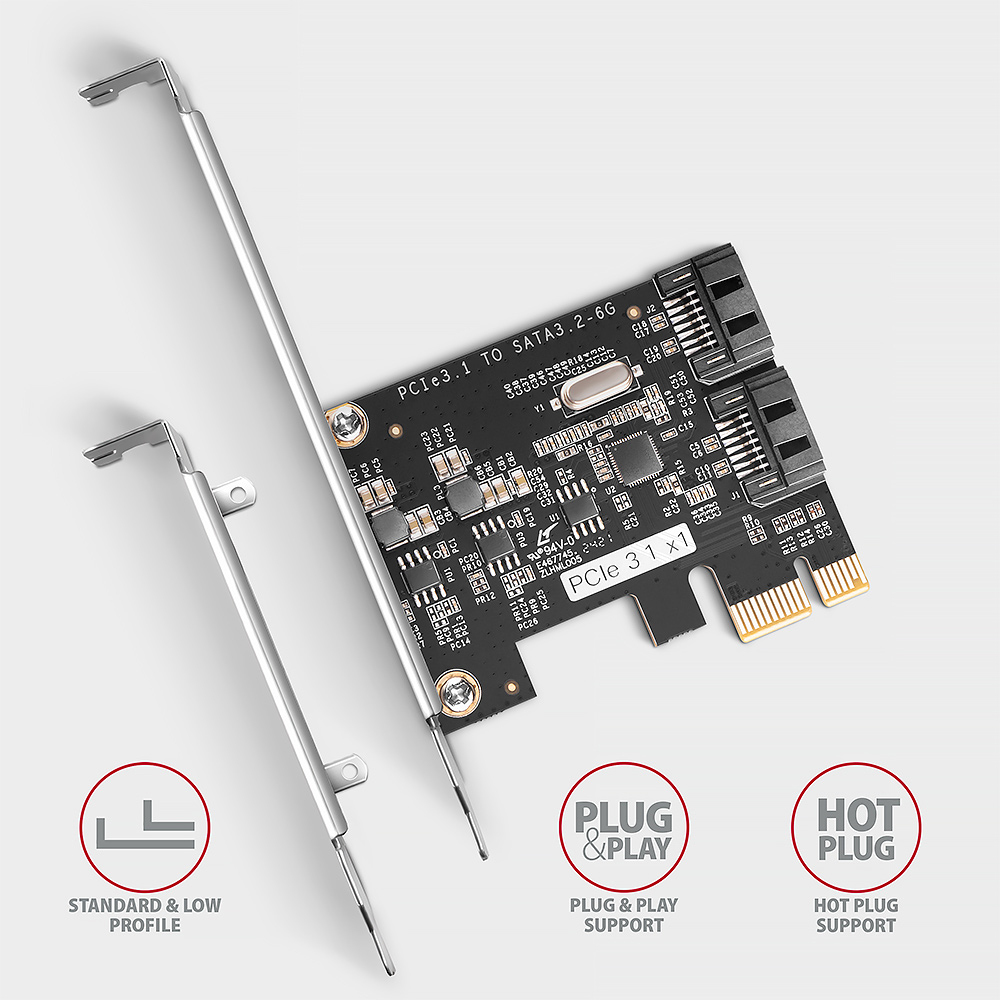 AXAGON - Controlador AXAGON PCES-SJ2 PCIe 2x internal SATA 6G port, JMB582 + LP