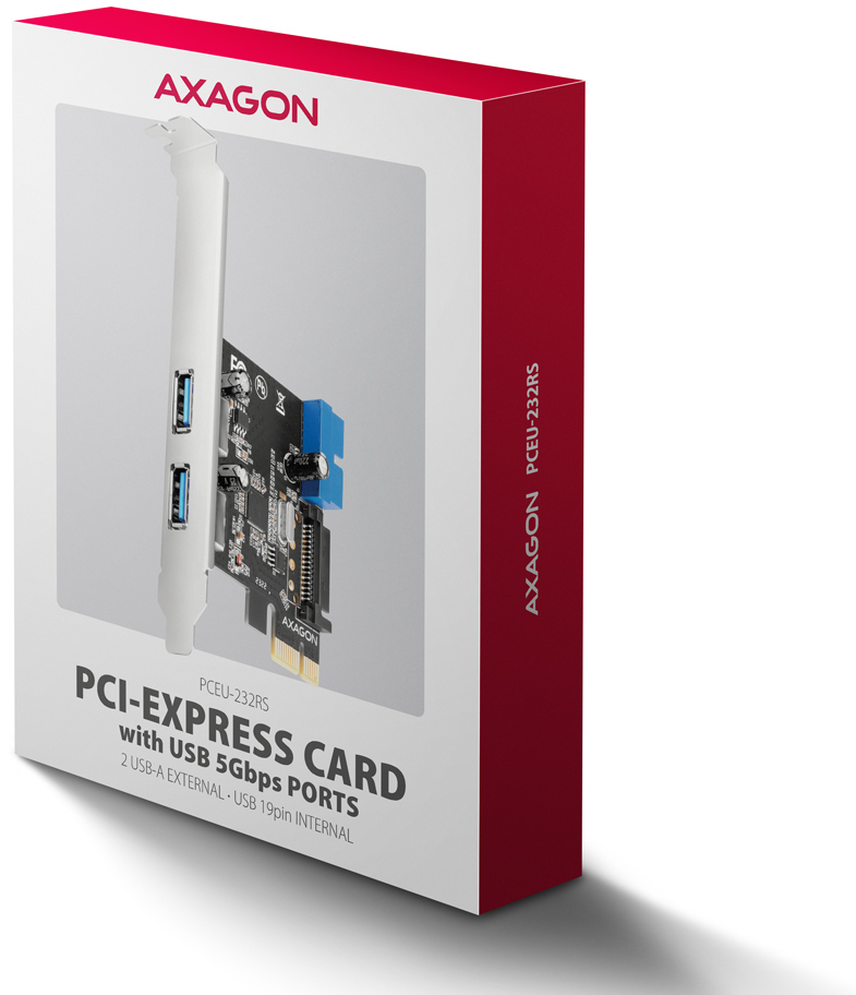 AXAGON - Adaptador PCIe AXAGON PCEU-232RS PCIe card - 2+2x USB 5Gbps port, SATA power